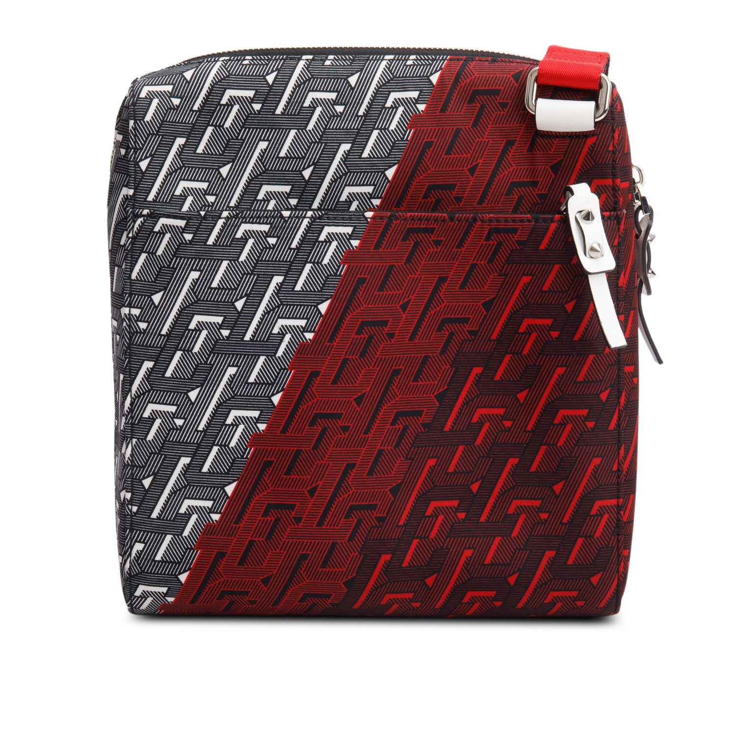 Christian Louboutin Red/Black Nylon Print Benech Reporter Bag w/ Box
