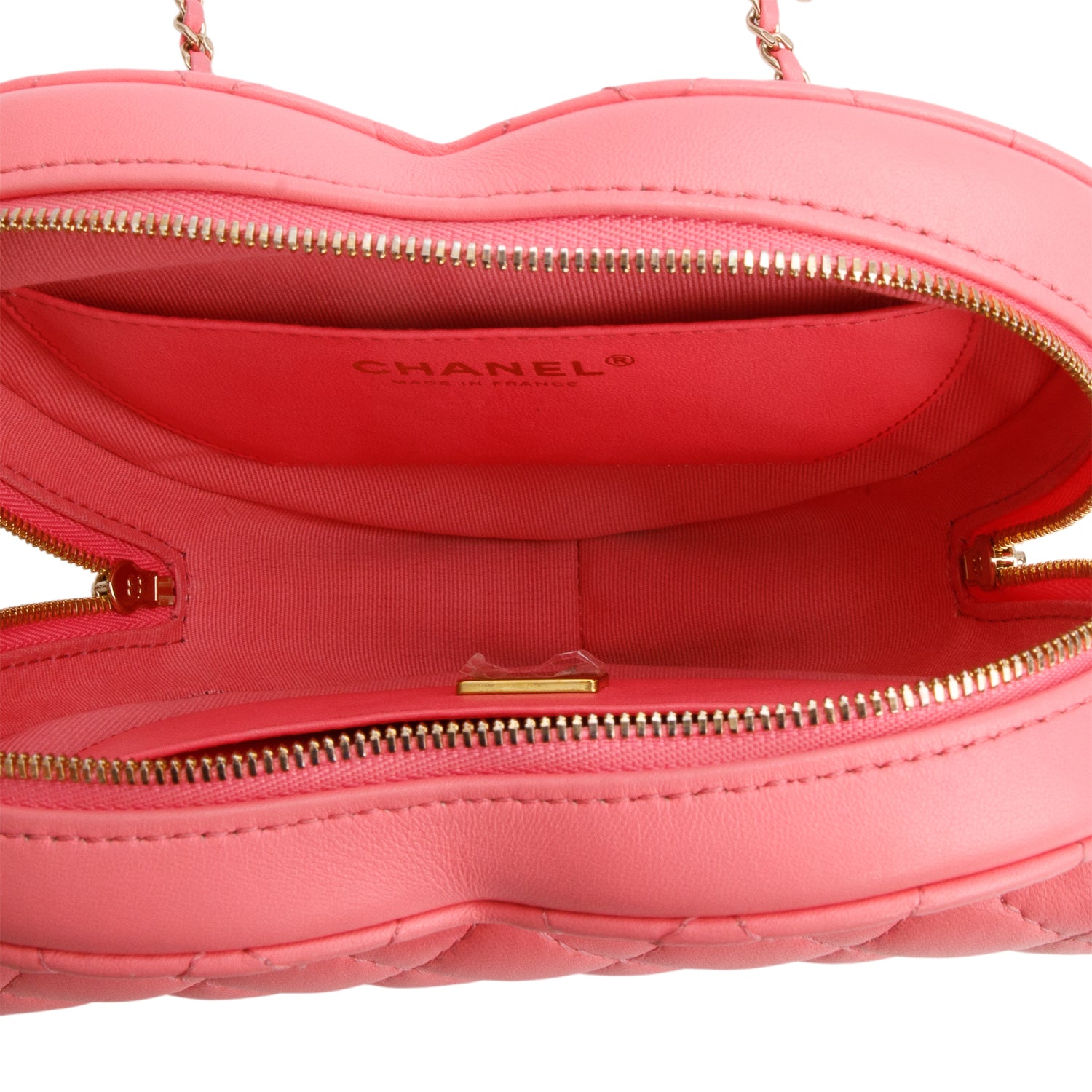 Chanel Pink Lambskin Leather CC In Love Heart Bag w/ Box
