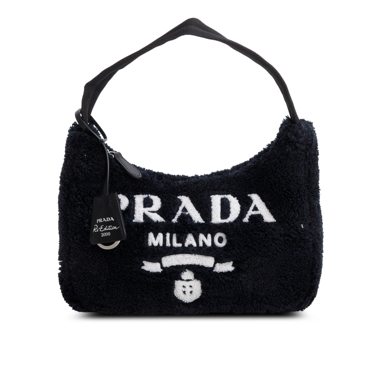 Prada 2021 Black Terry Cloth Mini Re-Edition 2000 Bag w