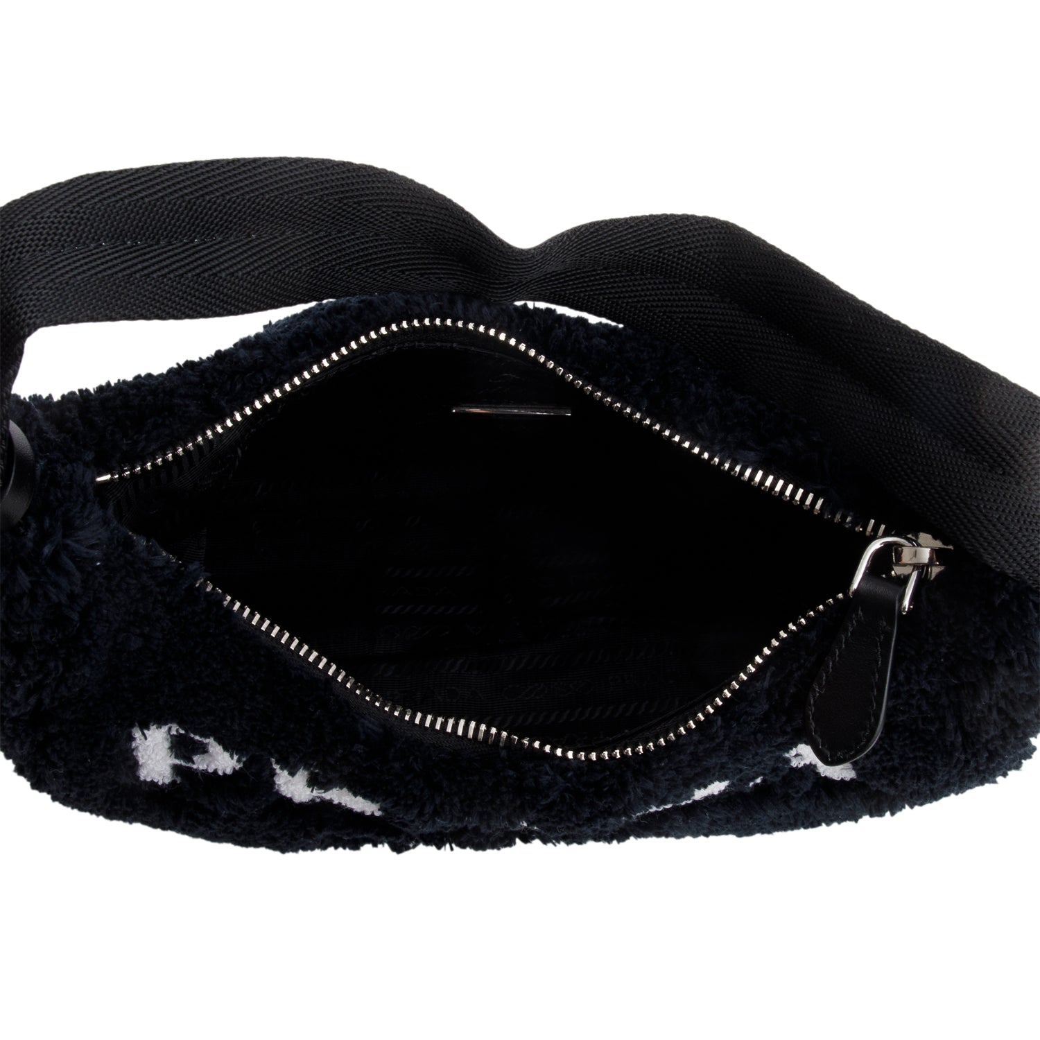 Prada 2021 Black Terry Cloth Mini Re-Edition 2000 Bag w/ Authenticity Card & Receipt