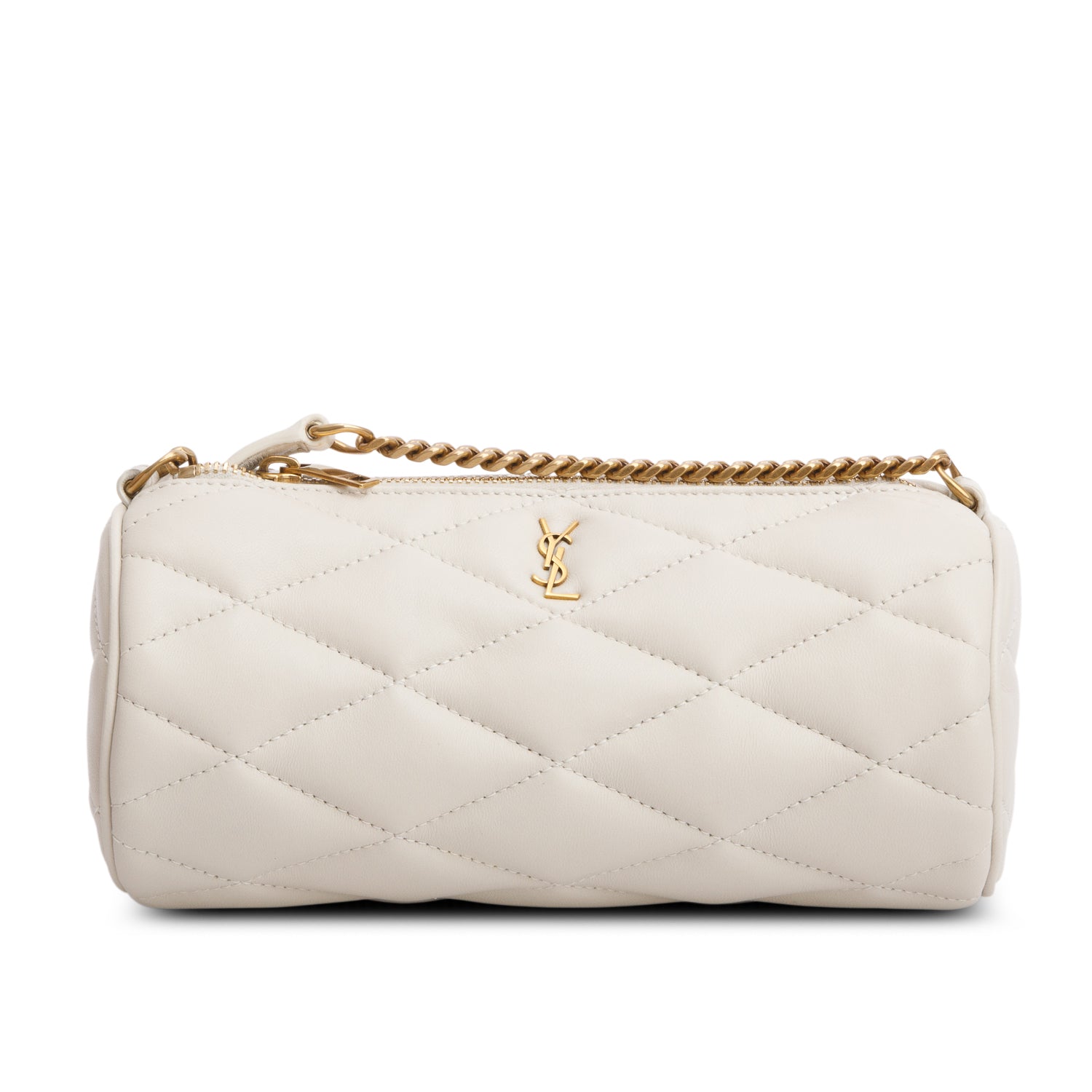 Saint Laurent 2022 Ivory Quilted Lambskin Leather Mini Sade Tube Bag w/ Box