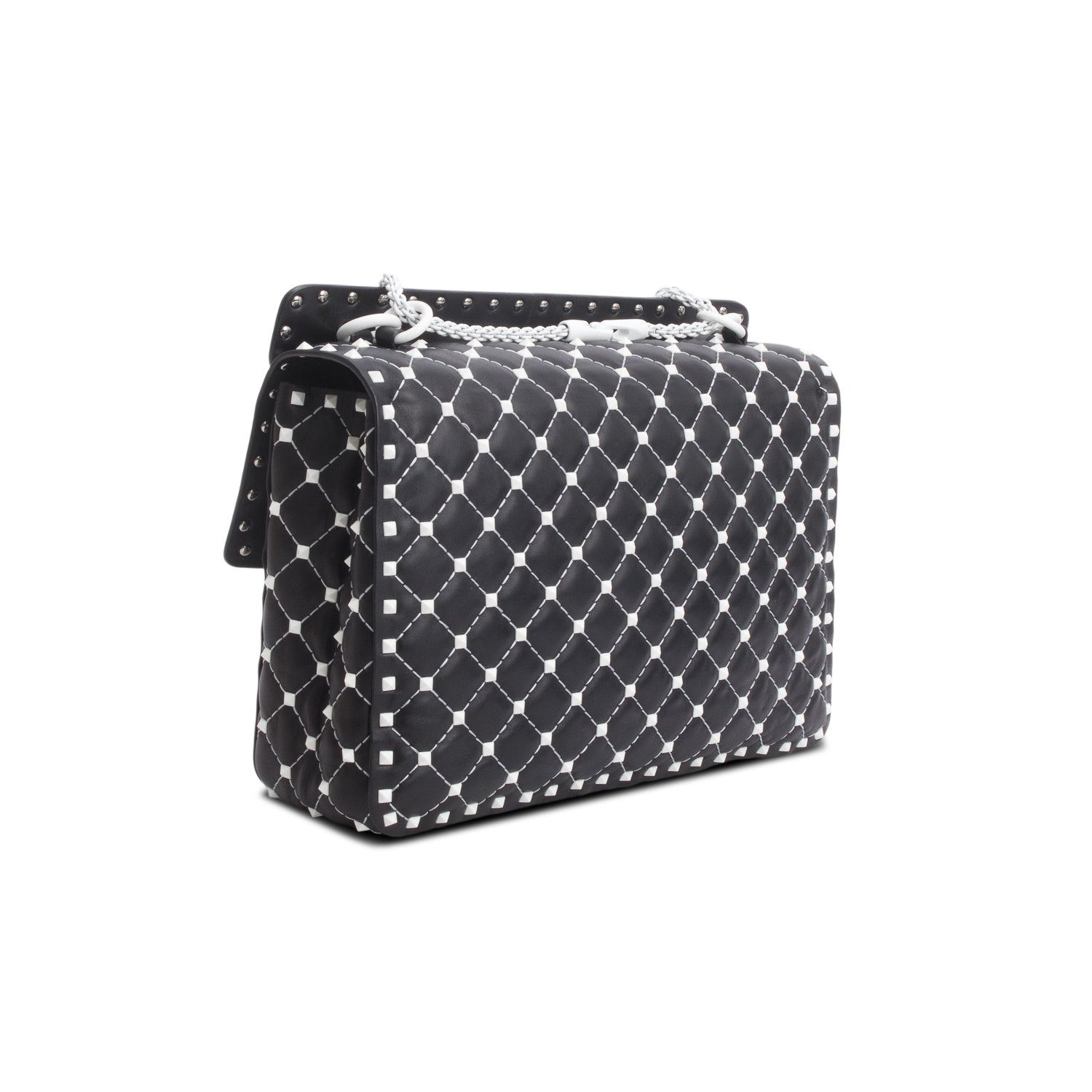 Valentino Black Nappa Leather Medium Rockstud Spike Shoulder Bag