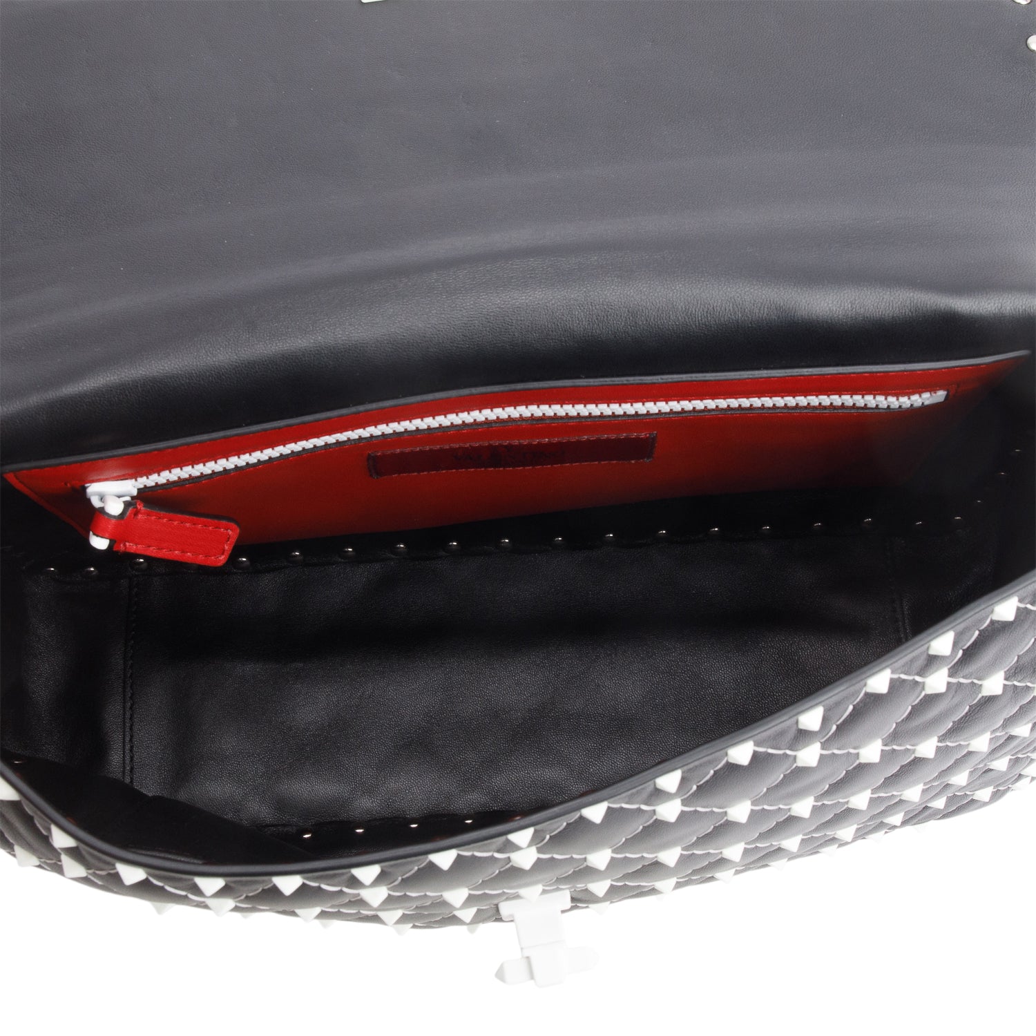 Valentino Black Nappa Leather Medium Rockstud Spike Shoulder Bag