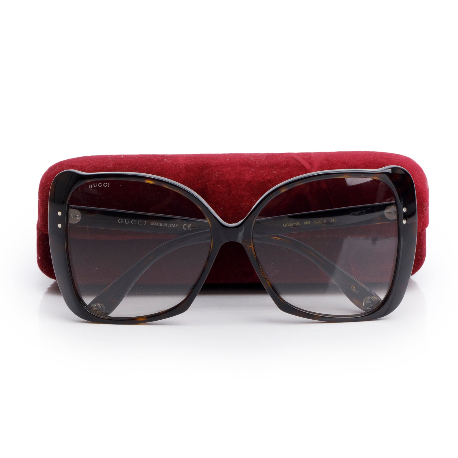 Gucci GG 0471S Tortoise Shell Oversized Butterfly Sunglasses w/ Case