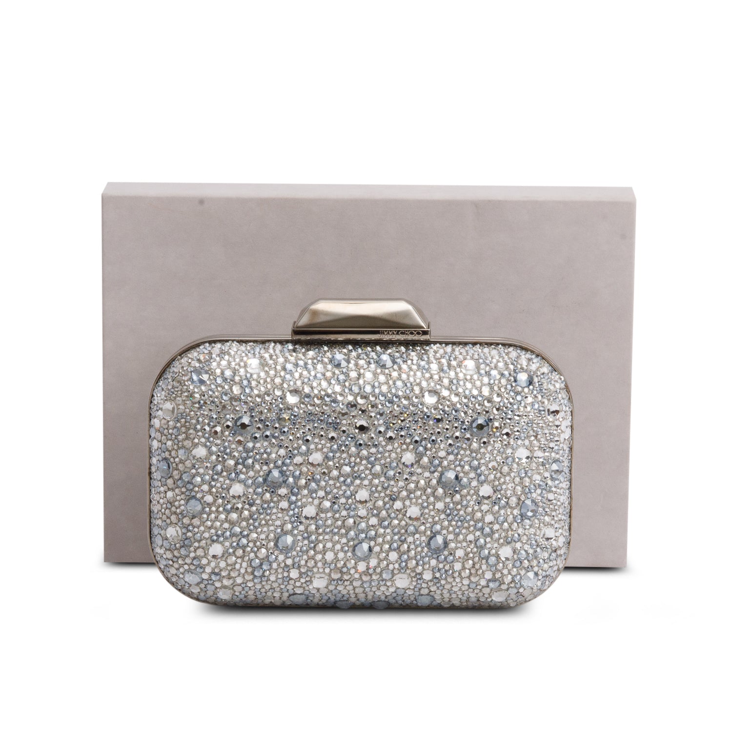 Jimmy Choo Silver Halo Crystal Cloud Clutch w/ Box