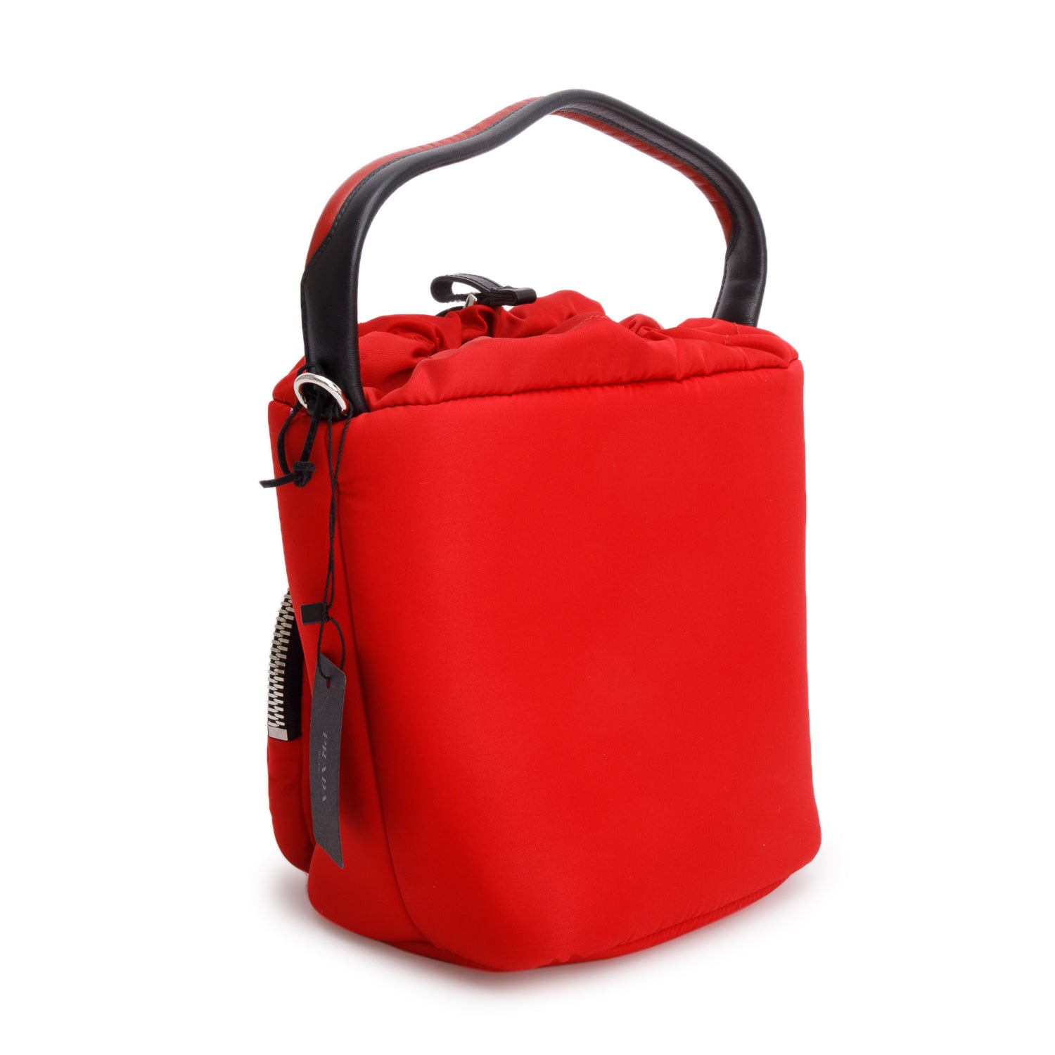 Prada Red Tessuto Nylon Cargo Pocket Bucket Bag w/ Authenticity Card & Strap