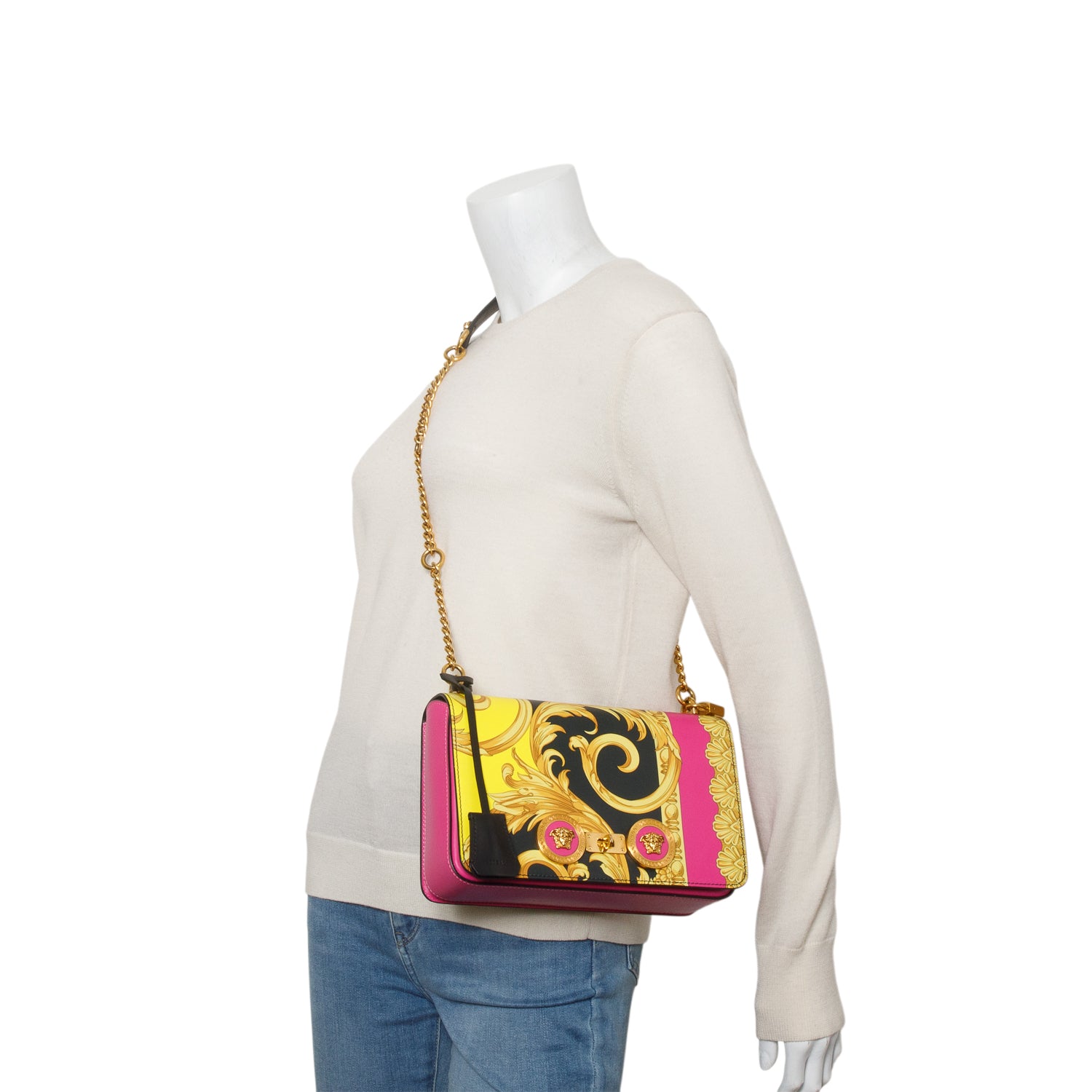 Versace Gold/Pink Barocco Icon Shoulder Bag