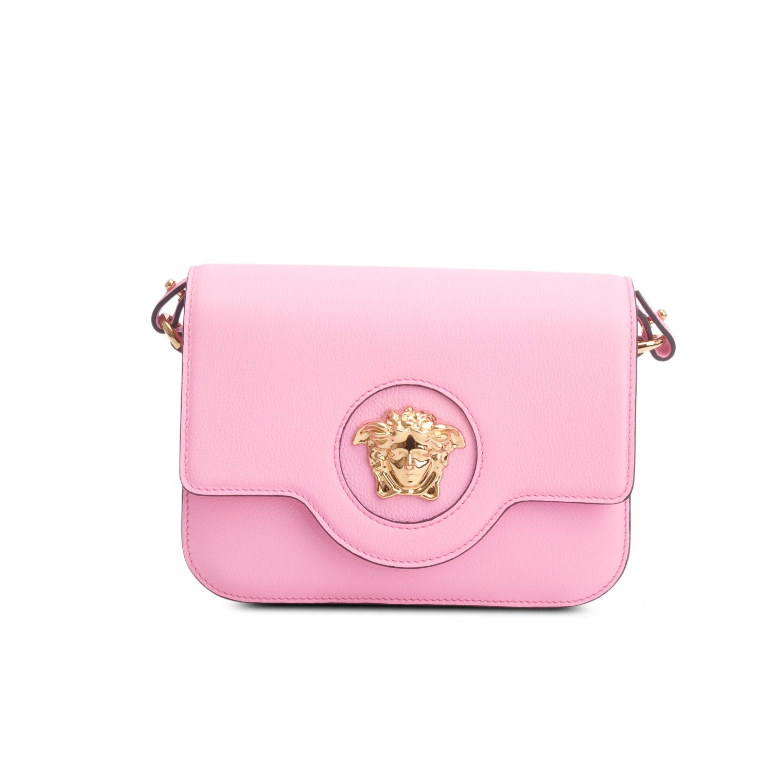 Versace Pink Grained Calfskin La Medusa Shoulder Bag