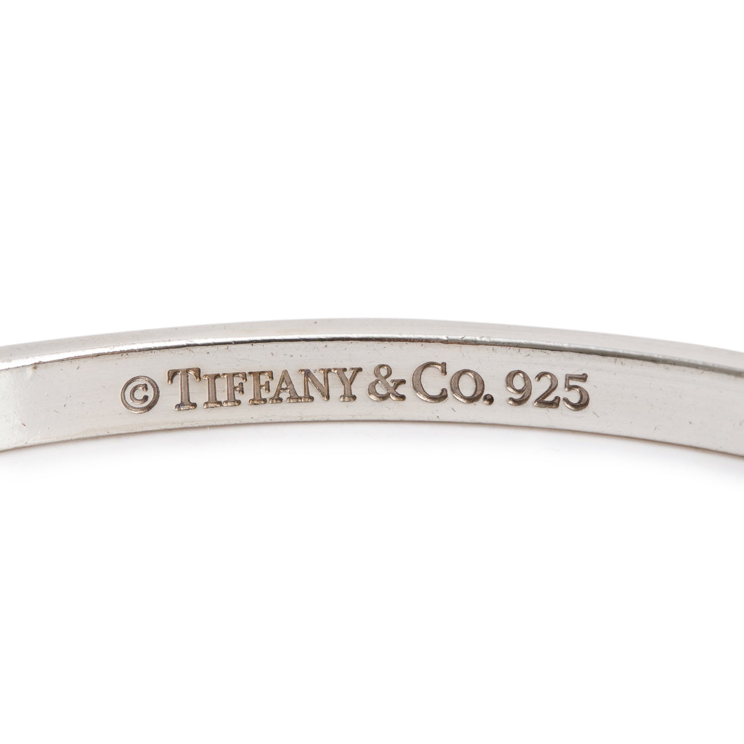 Tiffany & Co. Sterling Silver Narrow 'I Love You' Notes Bangle Bracelet