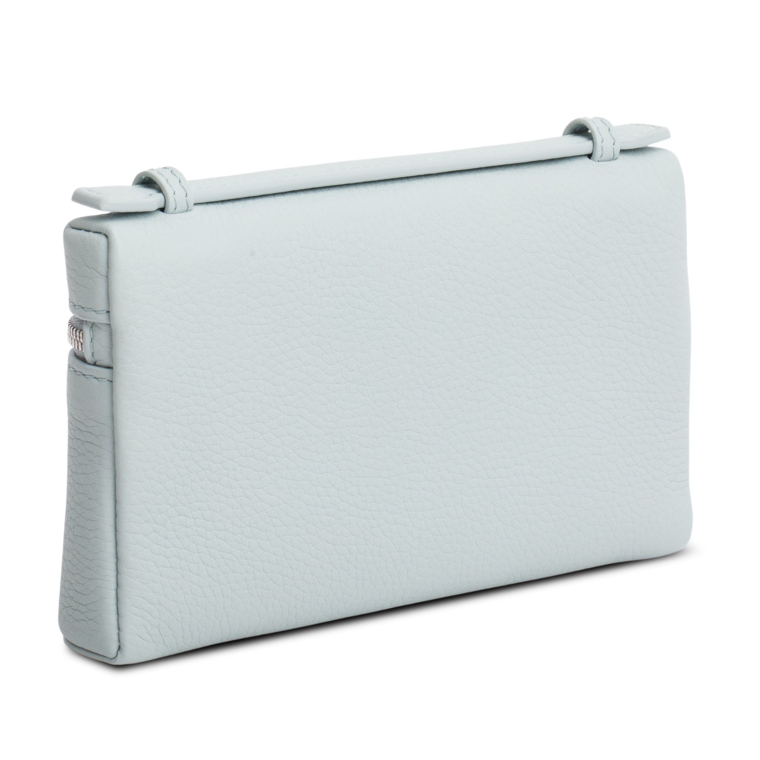 Loro Piana 2025 Blue Grained Calfskin Leather Extra Pocket Mini Pouch w/ Strap, Box & Receipt