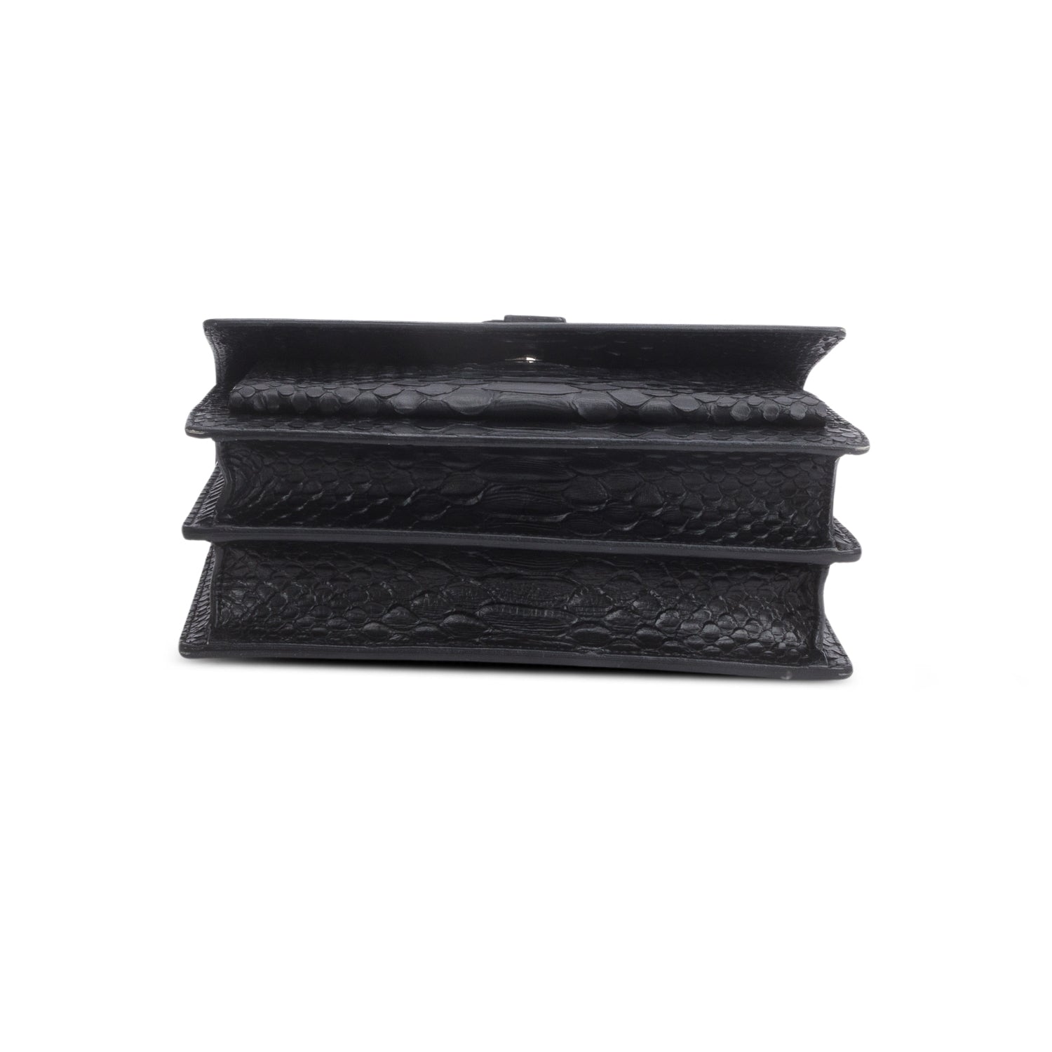 Saint Laurent So Black Python Embossed Calfskin Leather Medium Sunset Shoulder Bag