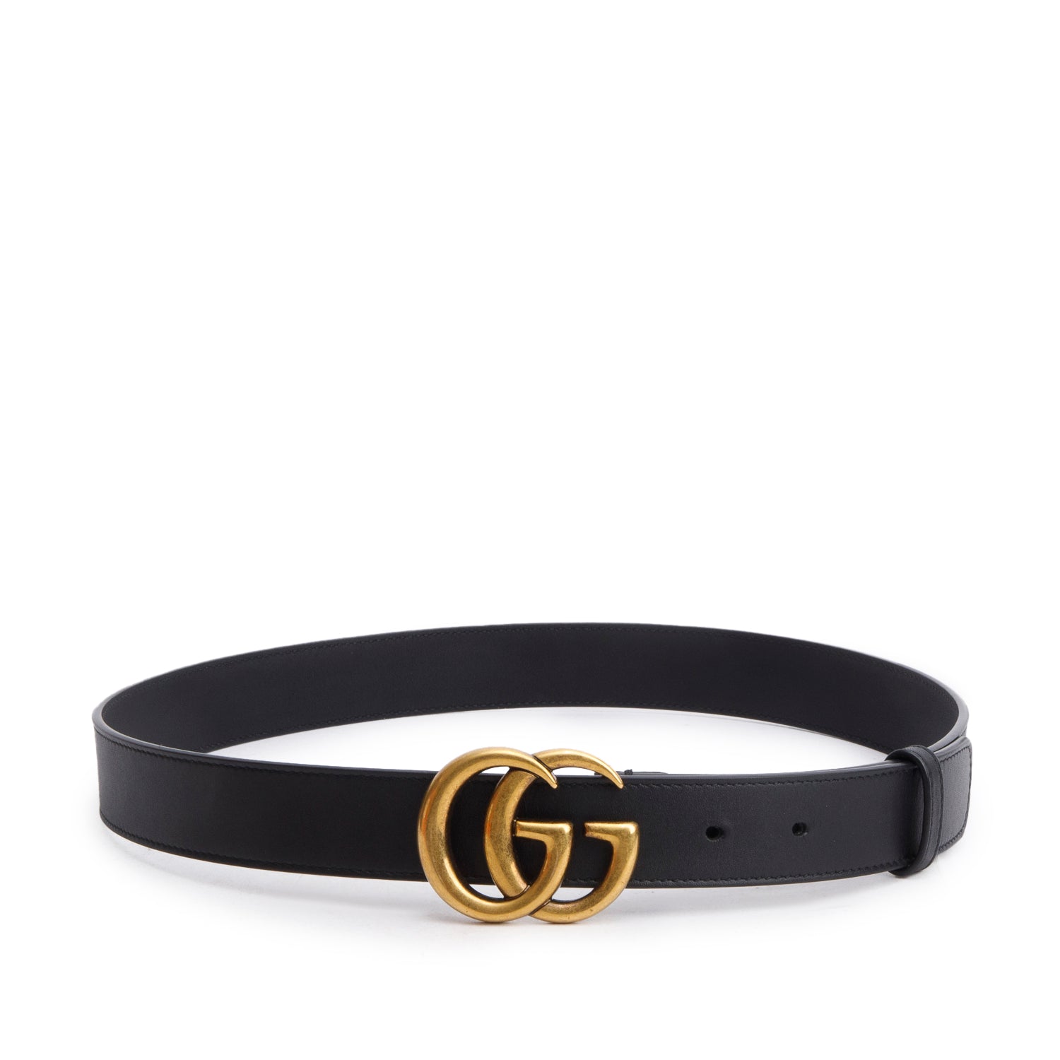 Gucci Black Leather GG Marmont Belt, 85 34 w/ Box