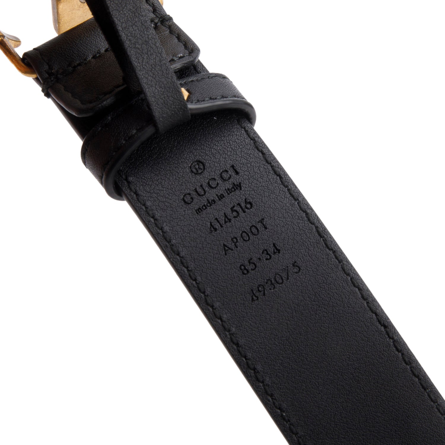 Gucci Black Leather GG Marmont Belt, 85 34 w/ Box