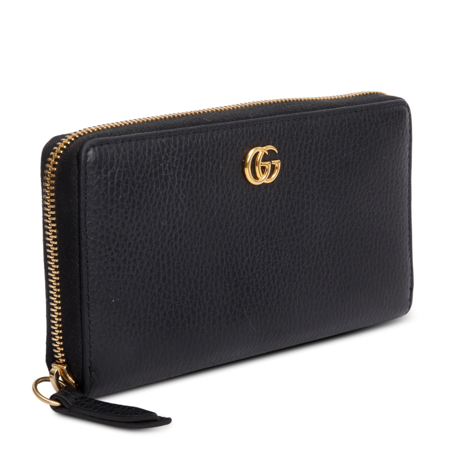 Gucci Black Calfskin Leather GG Marmont Zip Around Wallet w/ Box