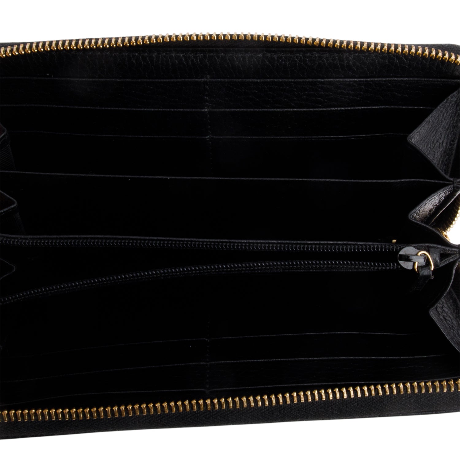 Gucci Black Calfskin Leather GG Marmont Zip Around Wallet w/ Box