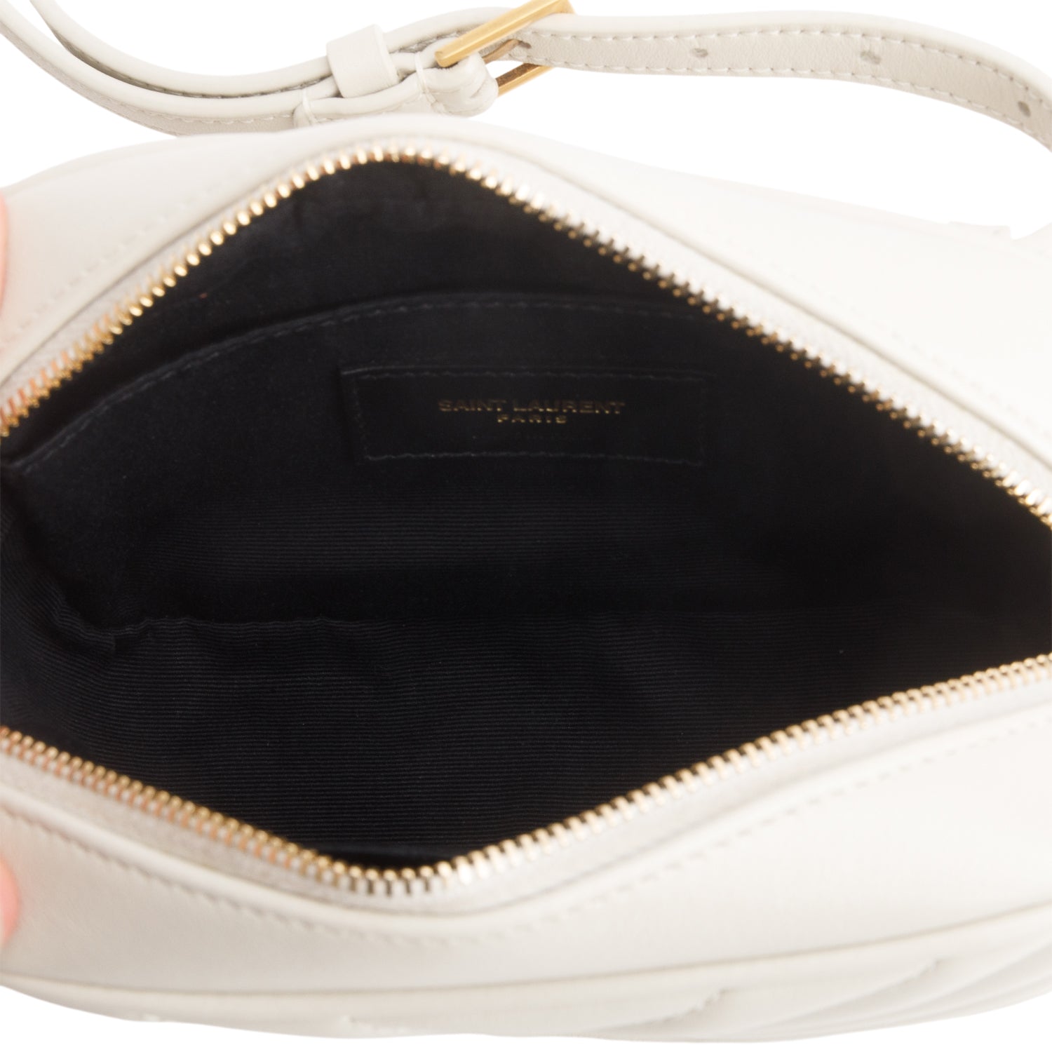 Saint Laurent 2020 White Chevron Leather Lou Camera Belt Bag