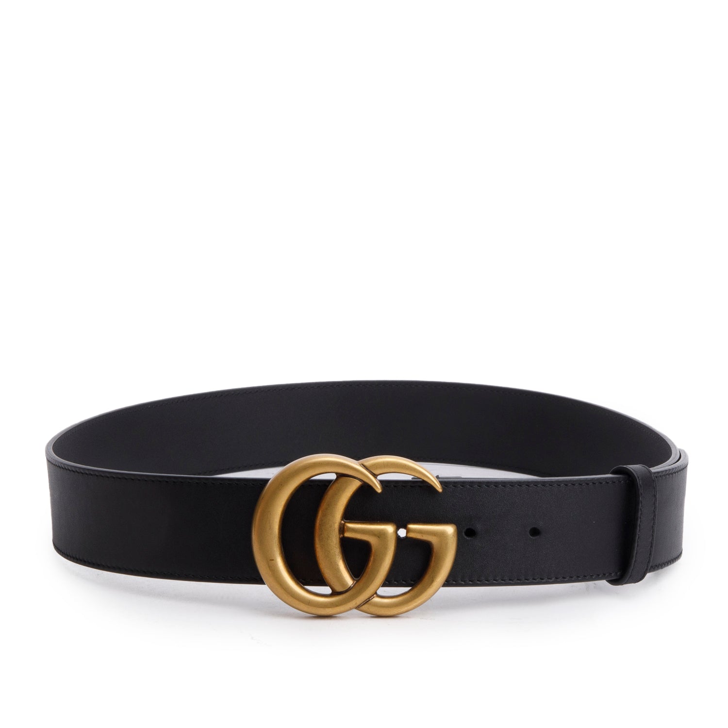 Gucci Black GG Marmont Wide Leather Belt 85 34 w/ Box