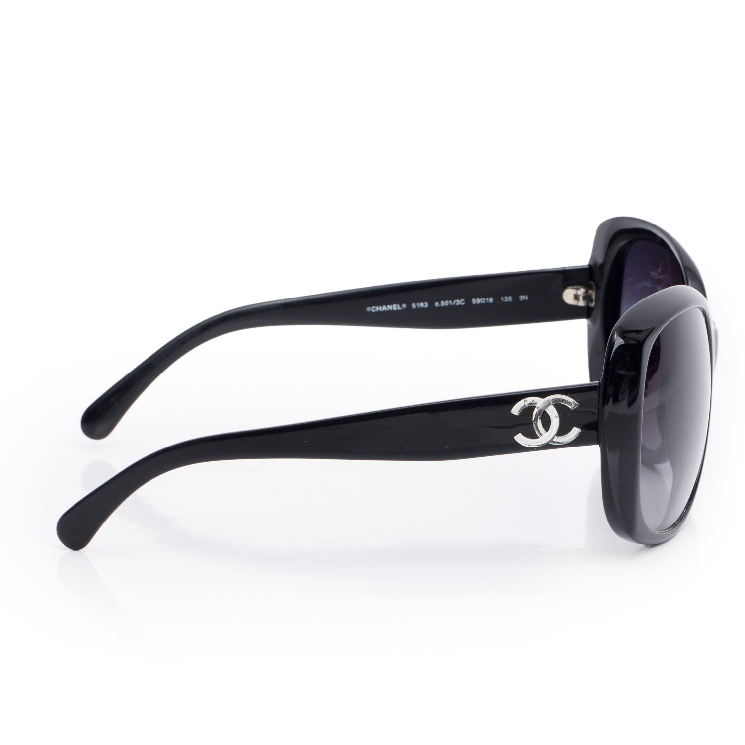 Chanel 5183 Black Acetate CC Square Sunglasses w/ Box & Case