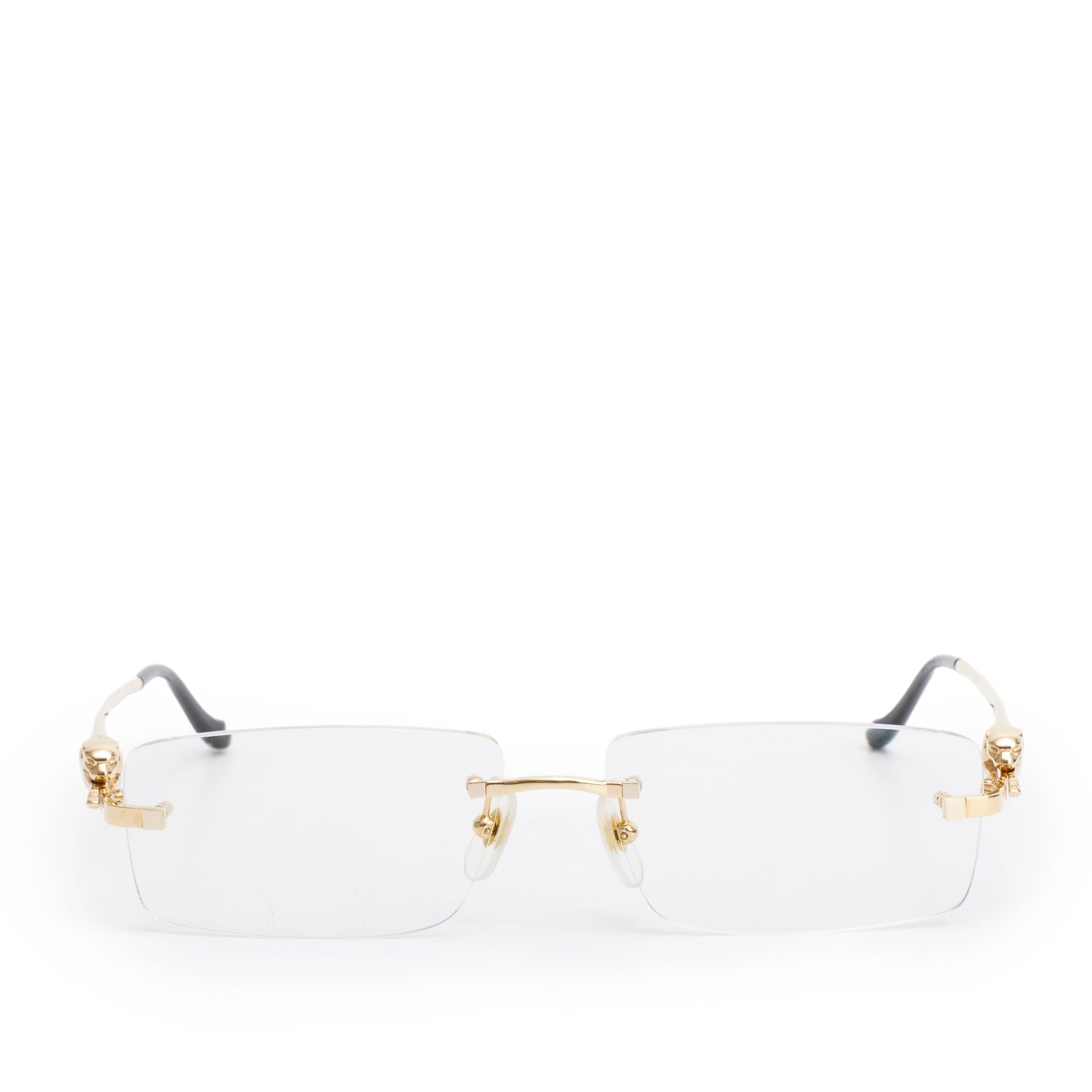 Cartier CT0430S Gold-Plated Metal Frame Panthere De Cartier Rectangle Sunglasses w/ Box & Case