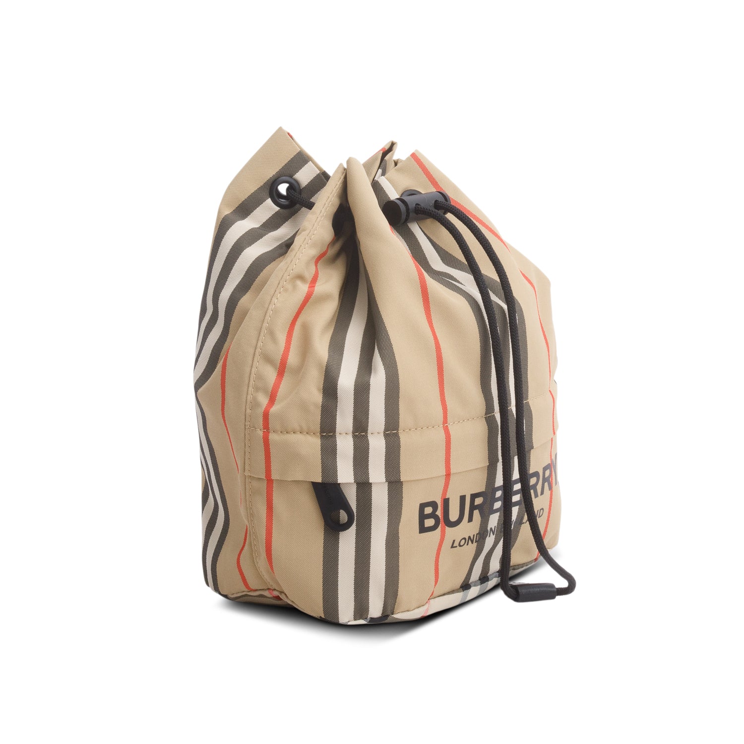 Burberry Beige Icon Stripe Nylon Phoebe Mini Drawstring Pouch
