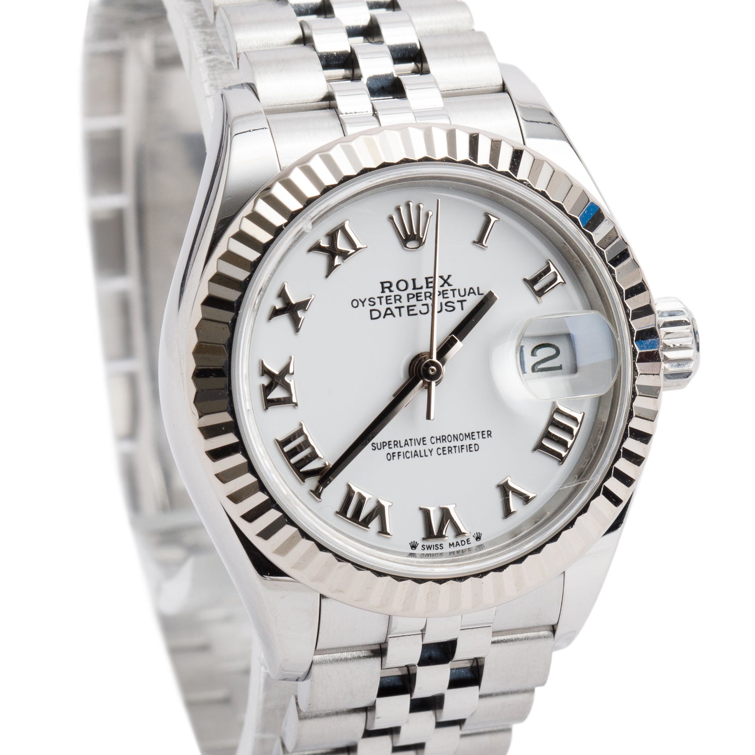 Rolex 2023 Stainless Steel & 18k White Gold Lady-Datejust 28 MM Watch White Dial 279174 w/ Box & Papers