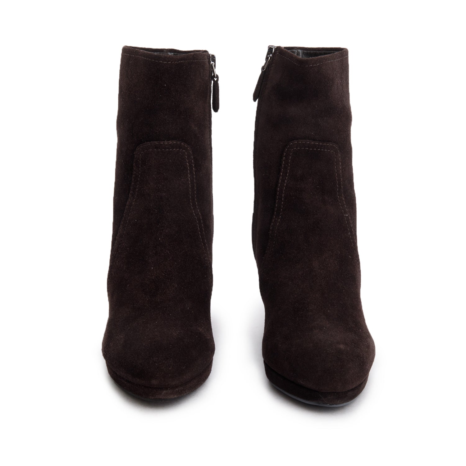 Prada Brown Suede Wedge Booties, Size 35 w/ Box