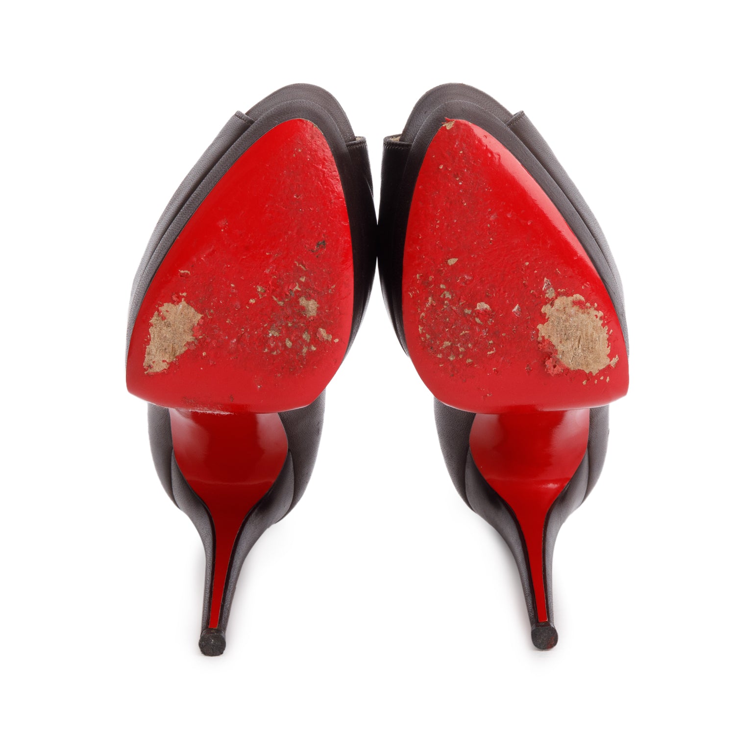 Christian Louboutin Black Leather Lady Peep 150 Pumps, Size 40