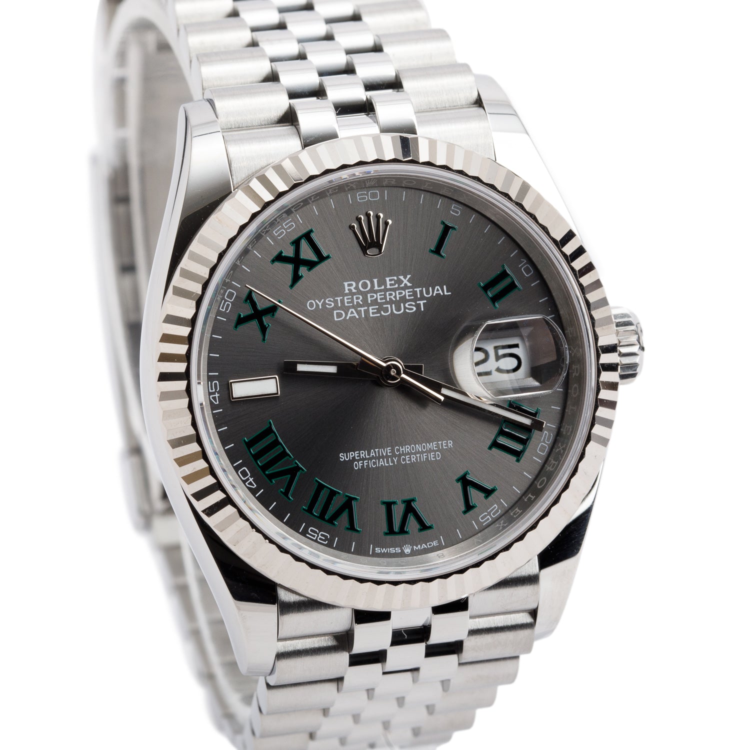 Rolex 2024 Stainless Steel Datejust 36 MM Automatic Watch Wimbledon Dial 126234 w/ Box & Papers