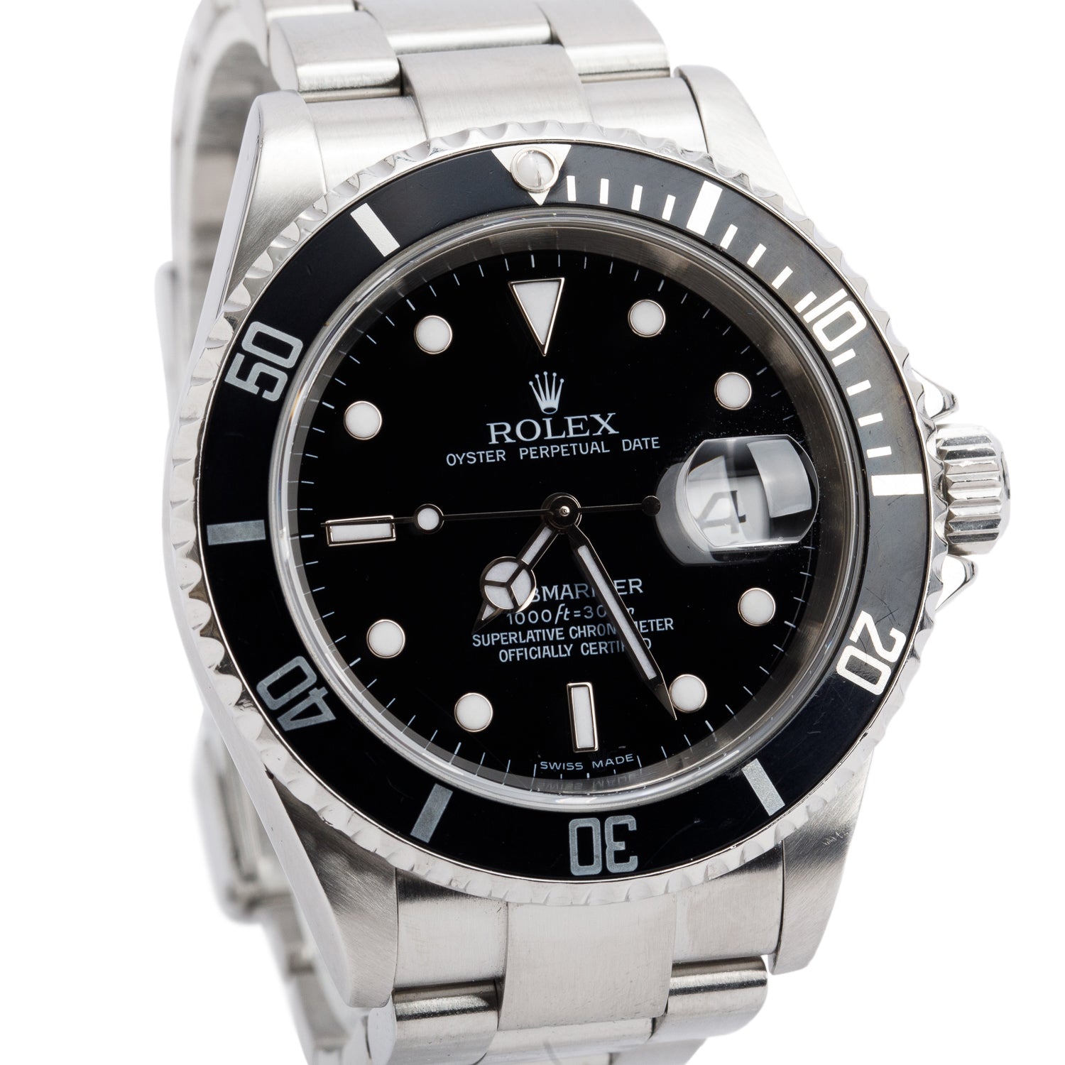 Rolex Stainless Steel Submariner Date 40 MM Watch Black Dial 16610 w/ Box & Papers