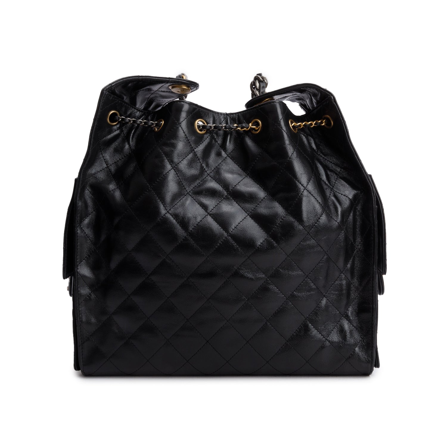 Chanel Black Grained Lambskin Medium 25 Handbag w/ Box