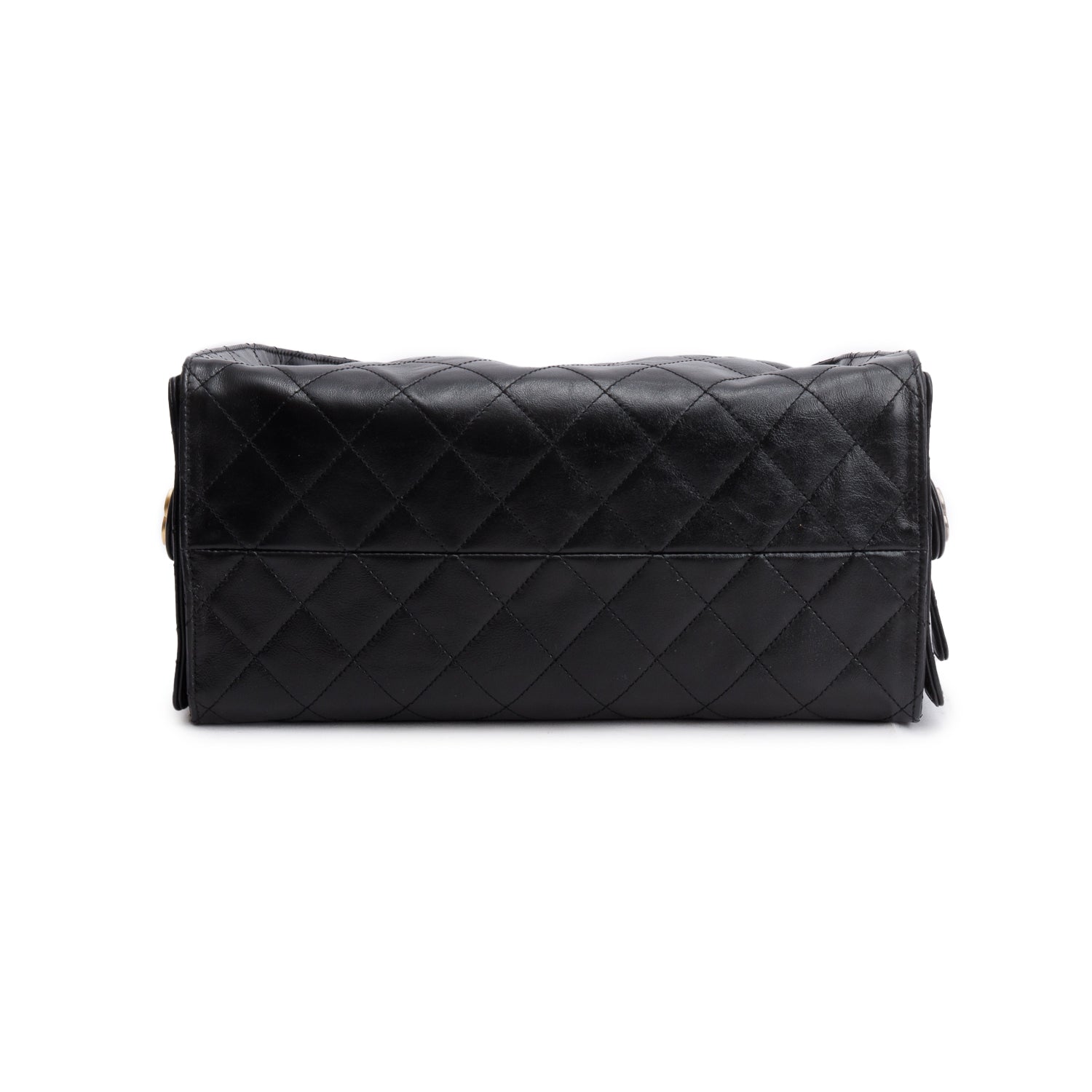 Chanel Black Grained Lambskin Medium 25 Handbag w/ Box