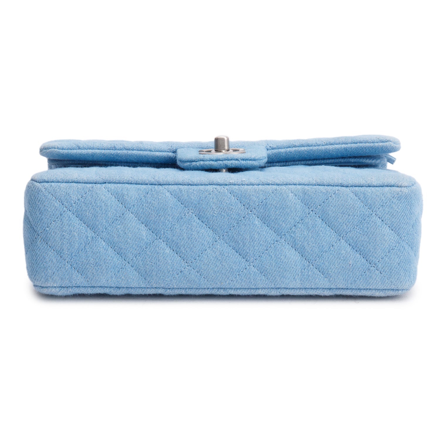 Chanel Blue Denim Quilted Small Double Flap Bag w/ Box