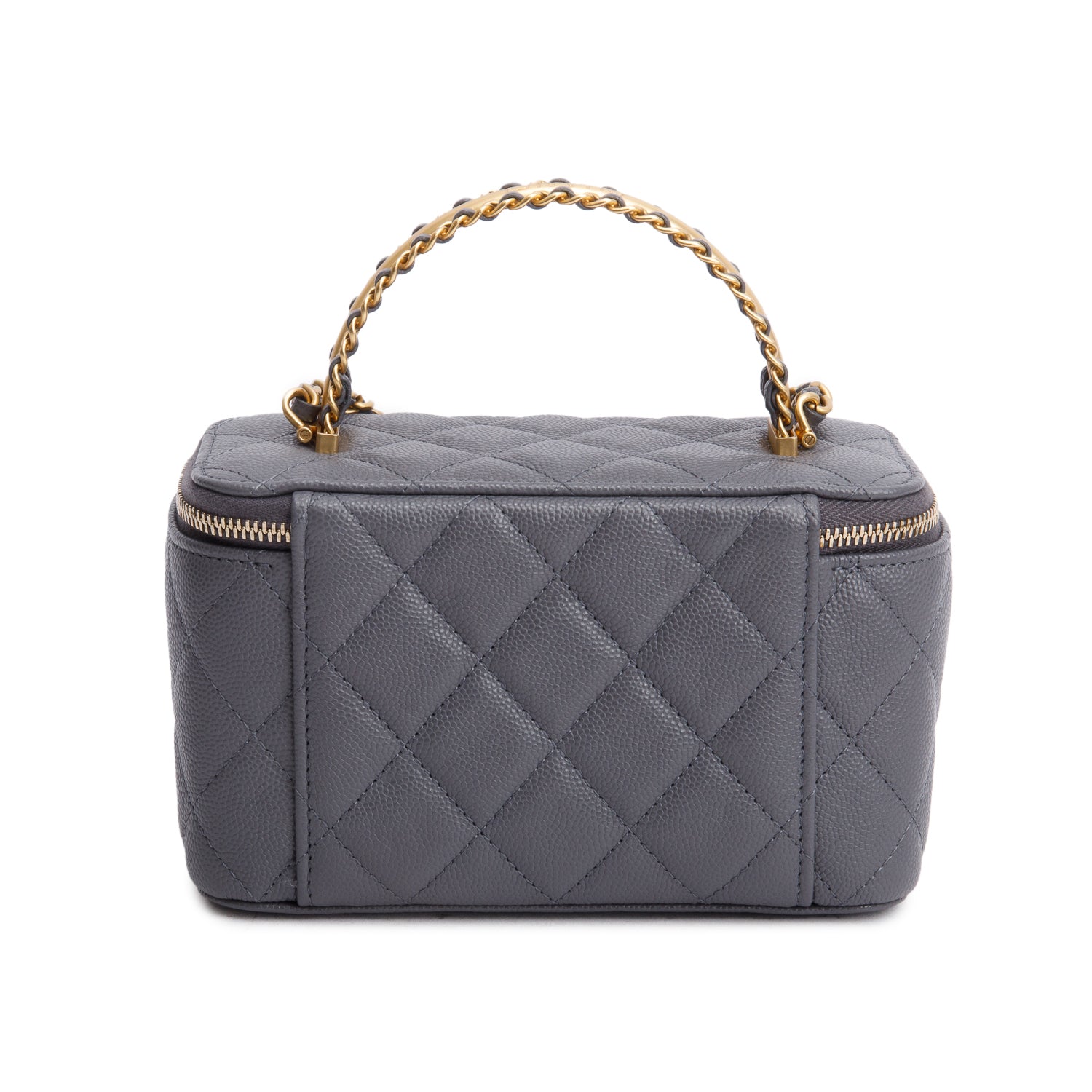 Chanel 2025 Grey Caviar Top Handle Long Vanity w/ Box & Receipt