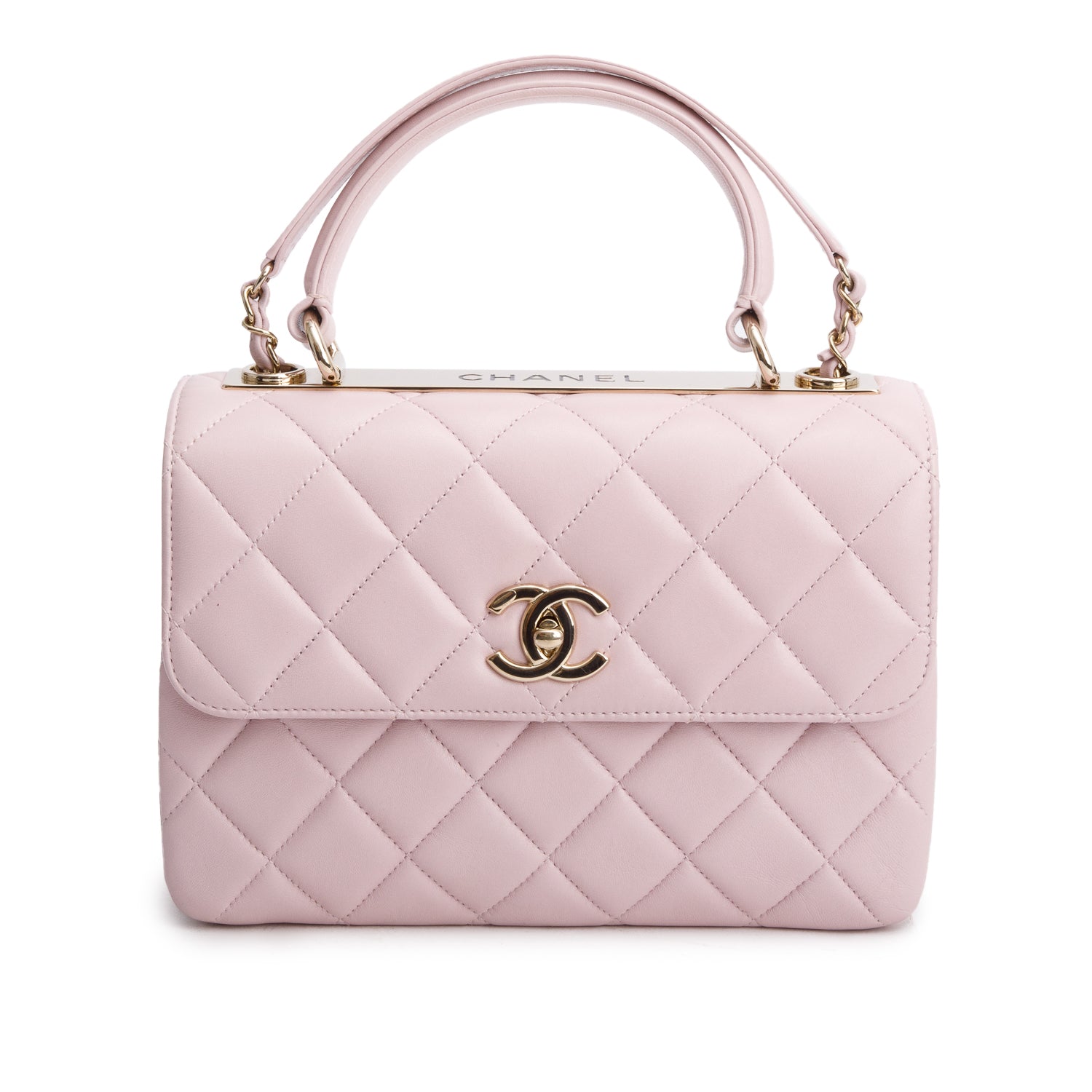 Chanel 2021 Pink Quilted Lambskin Trendy CC Small Top Handle Flap Bag w/ Authenticity Card