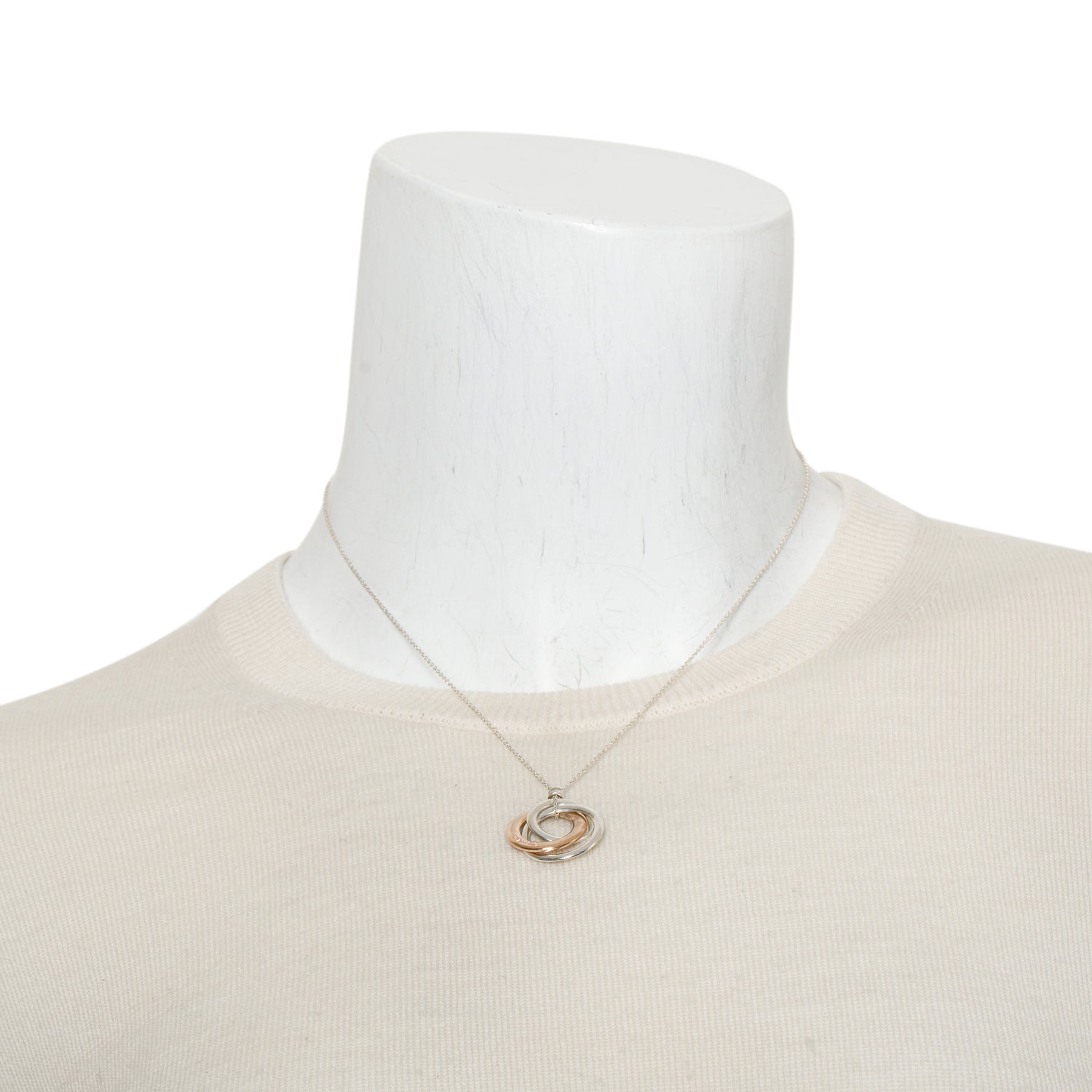 Tiffany & Co. Sterling Silver & Rubedo Metal 1837 Interlocking Circles Pendant Necklace