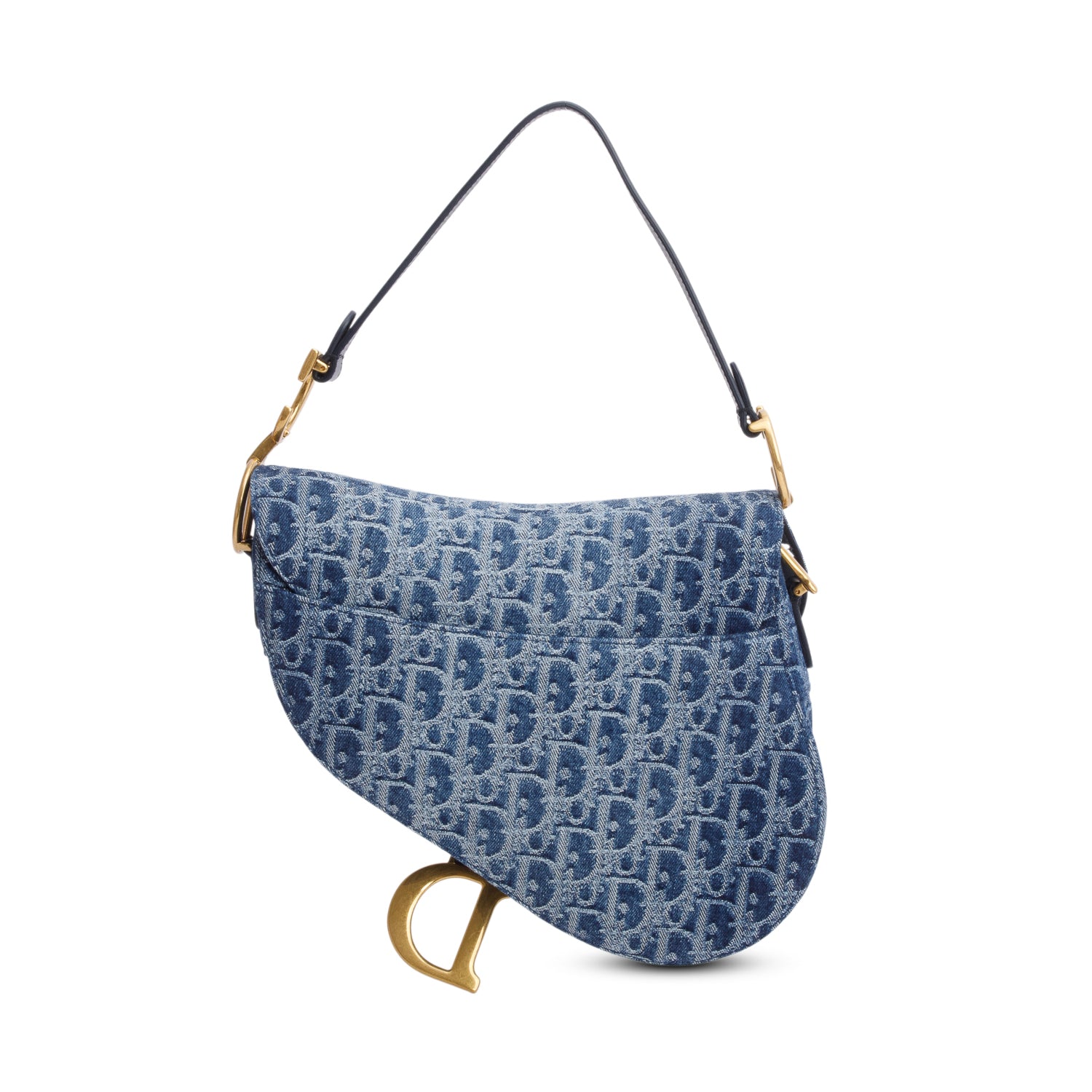 Christian Dior 2024 Blue Denim Dior Oblique Jacquard Saddle Bag w/ Box, Strap & Authenticity Card