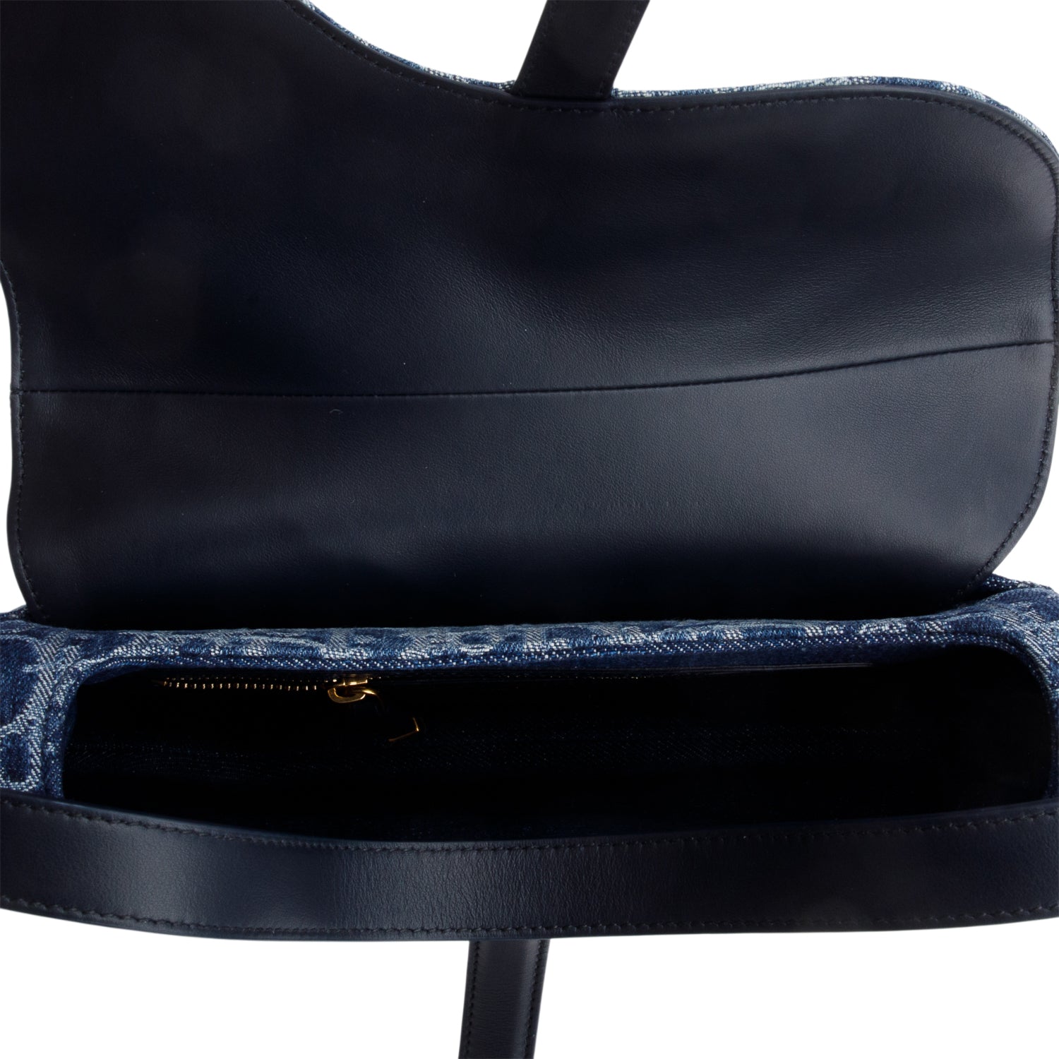 Christian Dior 2024 Blue Denim Dior Oblique Jacquard Saddle Bag w/ Box, Strap & Authenticity Card