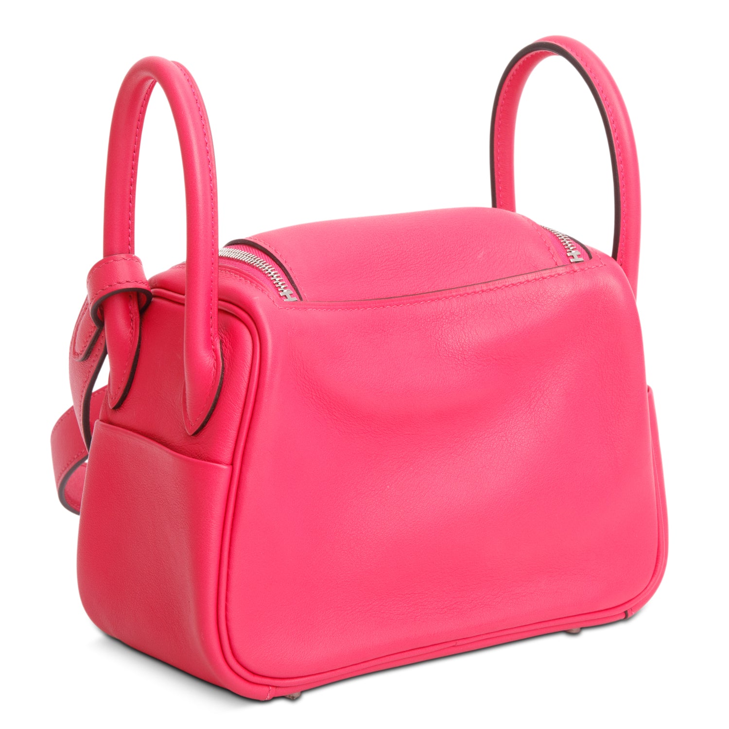 Hermes 2021 Rose Tyrien Rouge Vif Swift Leather Lindy Mini 20 w/ Box