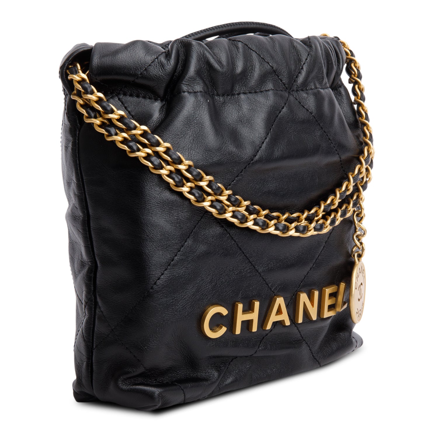 Chanel Black Quilted Shiny Calfskin Mini 22