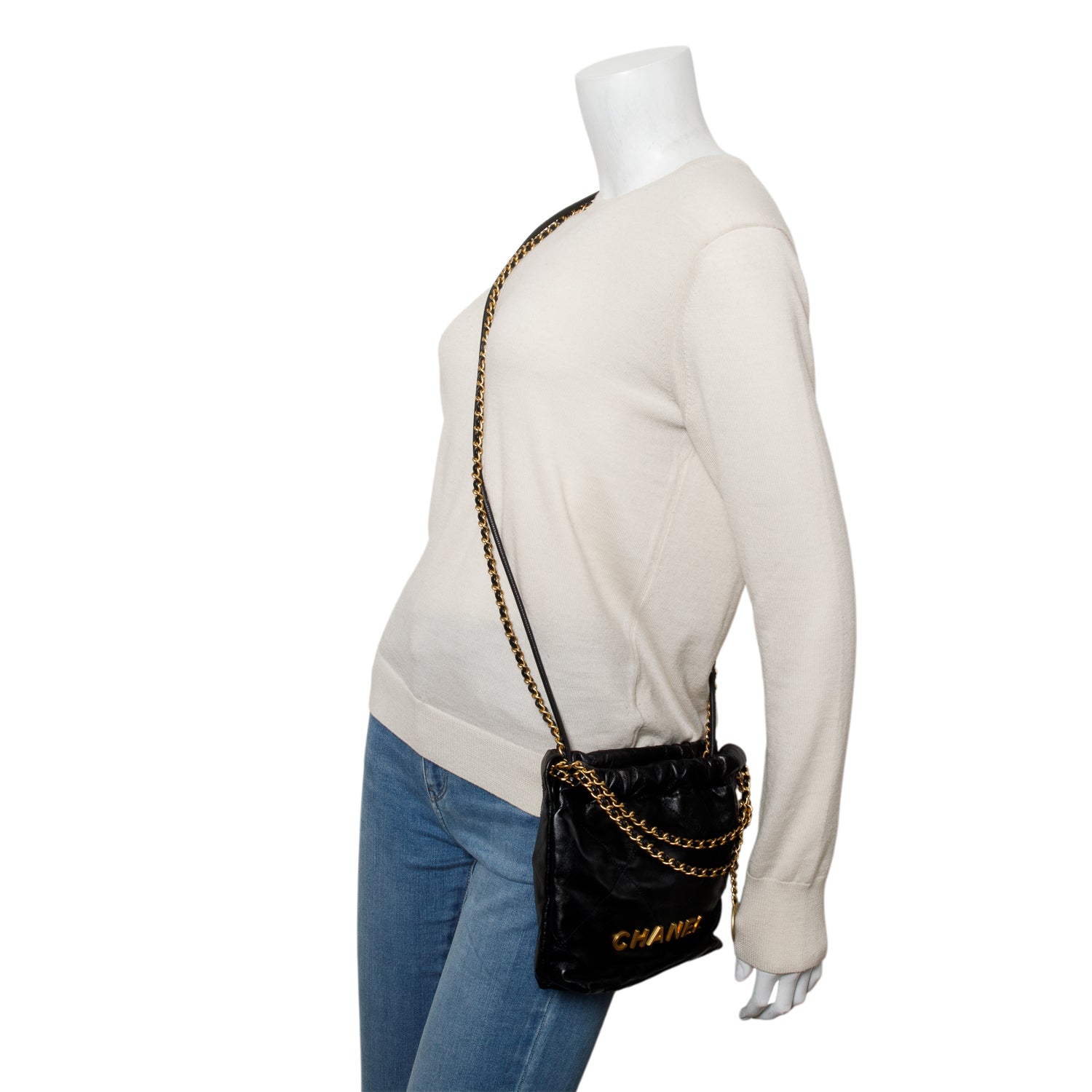 Chanel Black Quilted Shiny Calfskin Mini 22