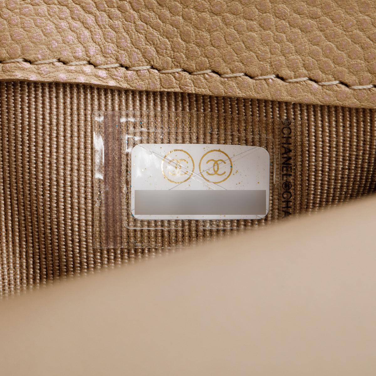 Chanel 2021 Beige Iridescent Caviar Quilted Phone Holder Wallet on Chain