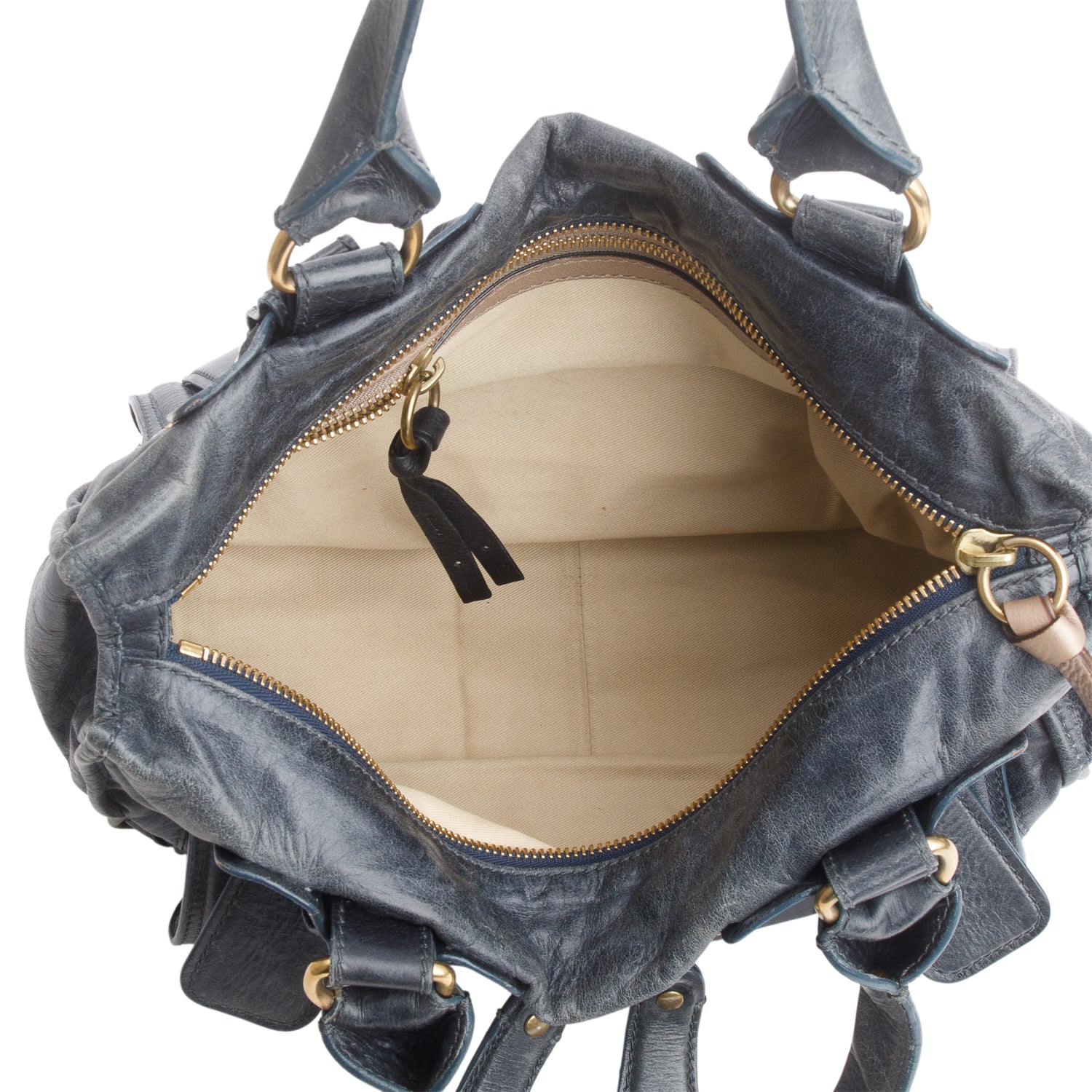 Chloe Blue Distressed Leather Bay Handbag