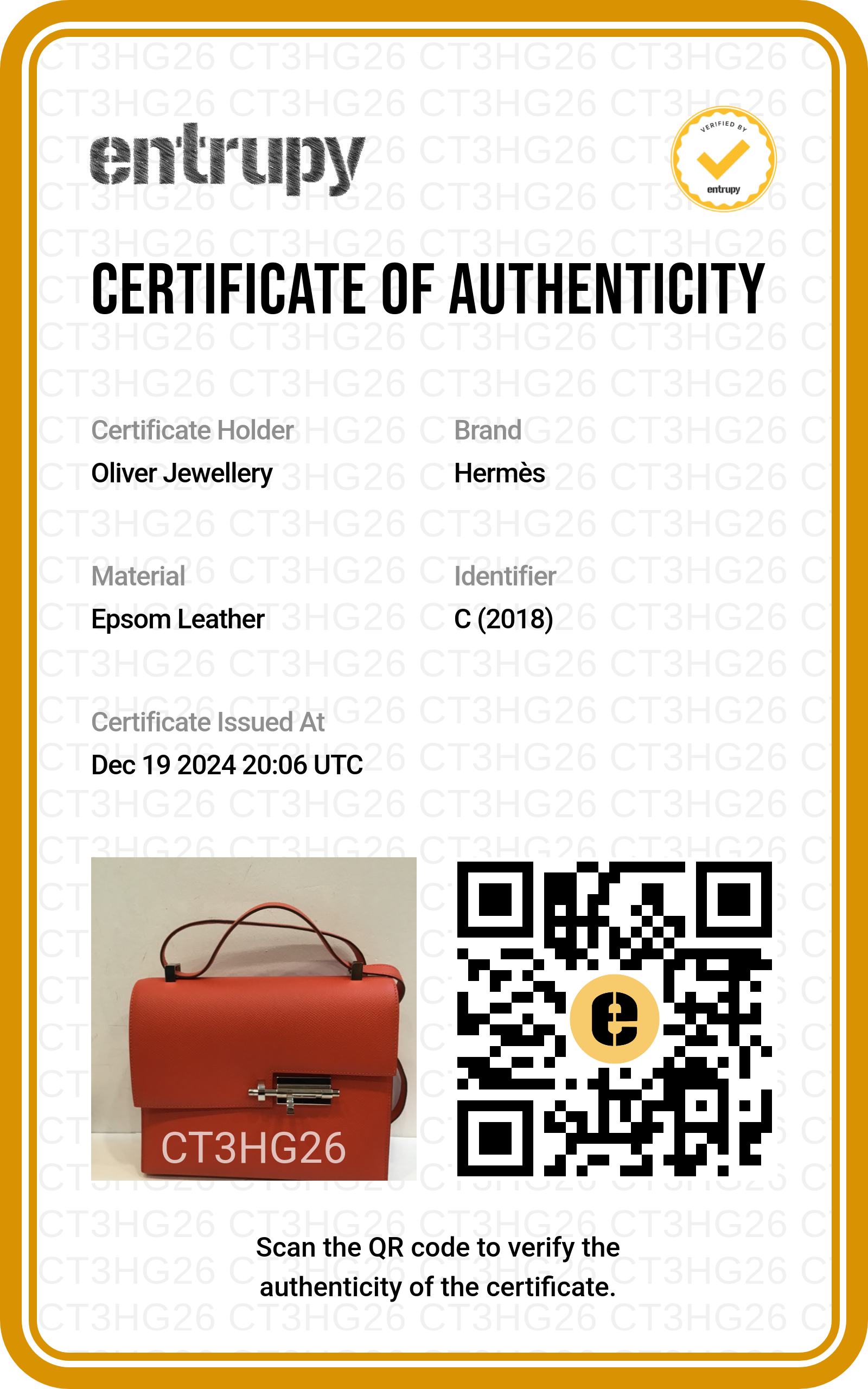 Hermes Rouge Tomate Epsom Leather Verrou 23