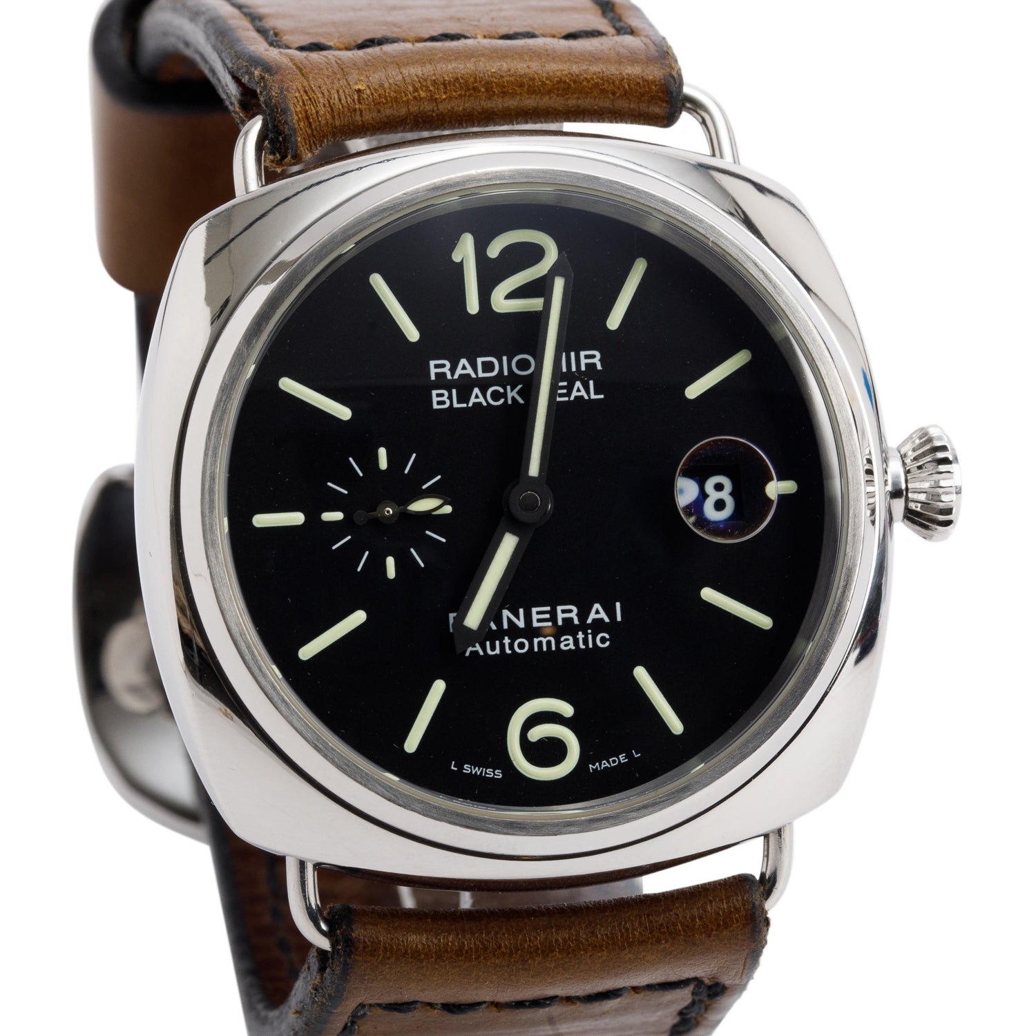 Panerai Stainless Steel Radiomir Black Seal 45 MM Automatic Watch Black Dial PAM00287 w/ Box & Papers