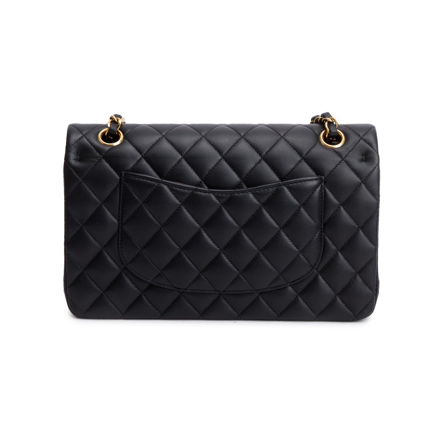 Chanel 2022 Black Quilted Lambskin Leather Classic Medium Double Flap Bag w/ Box & Receipt