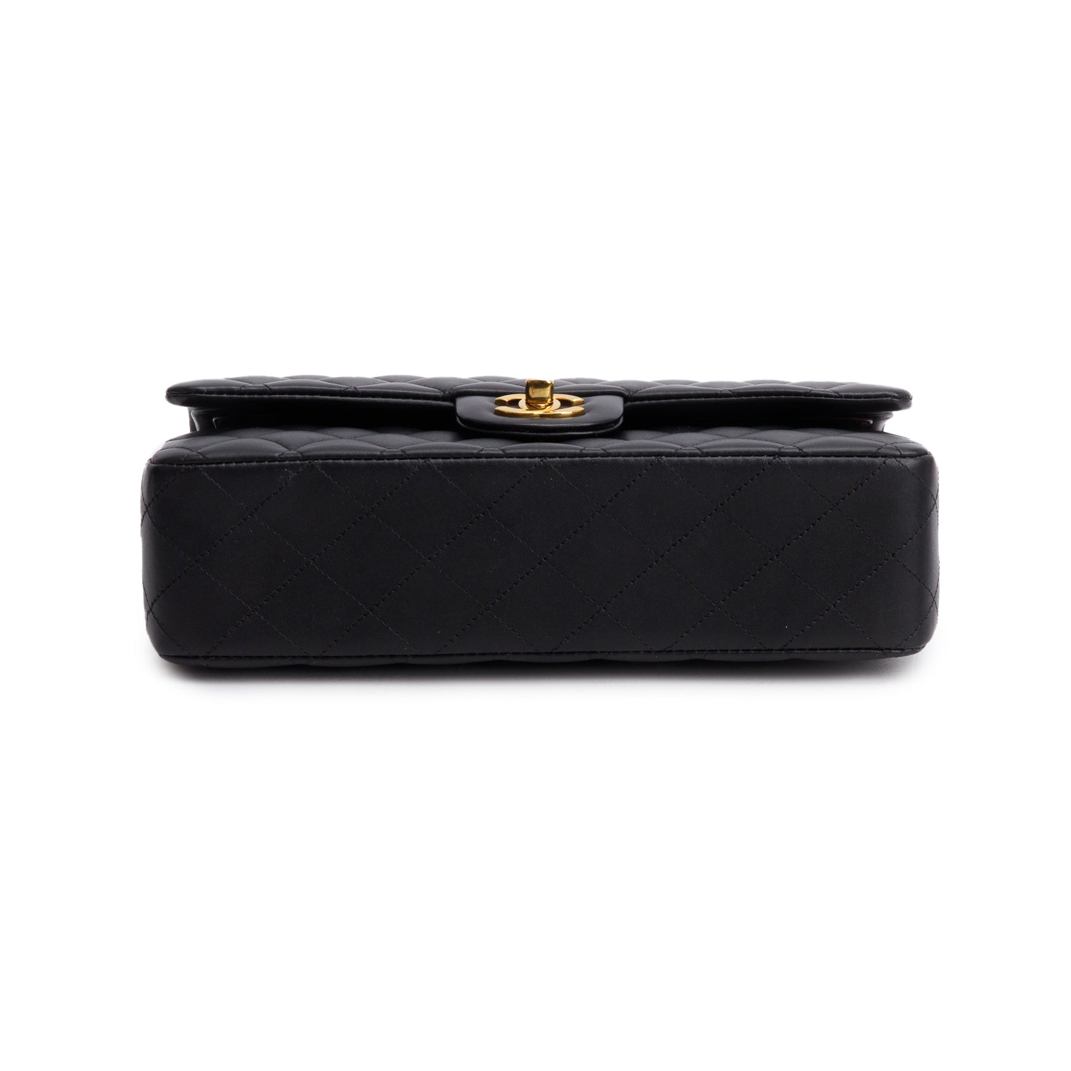 Chanel 2022 Black Quilted Lambskin Leather Classic Medium Double Flap Bag w/ Box & Receipt