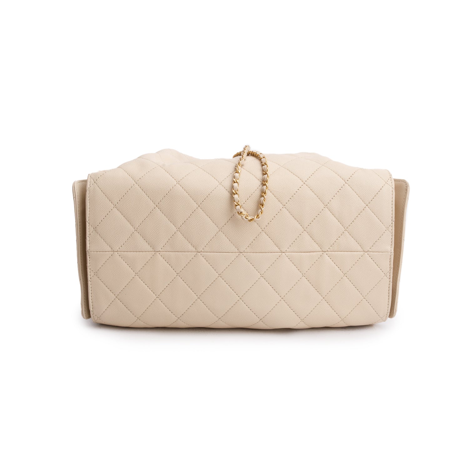 Chanel Beige Caviar Leather 25 Small Bucket Bag w/ Pouch