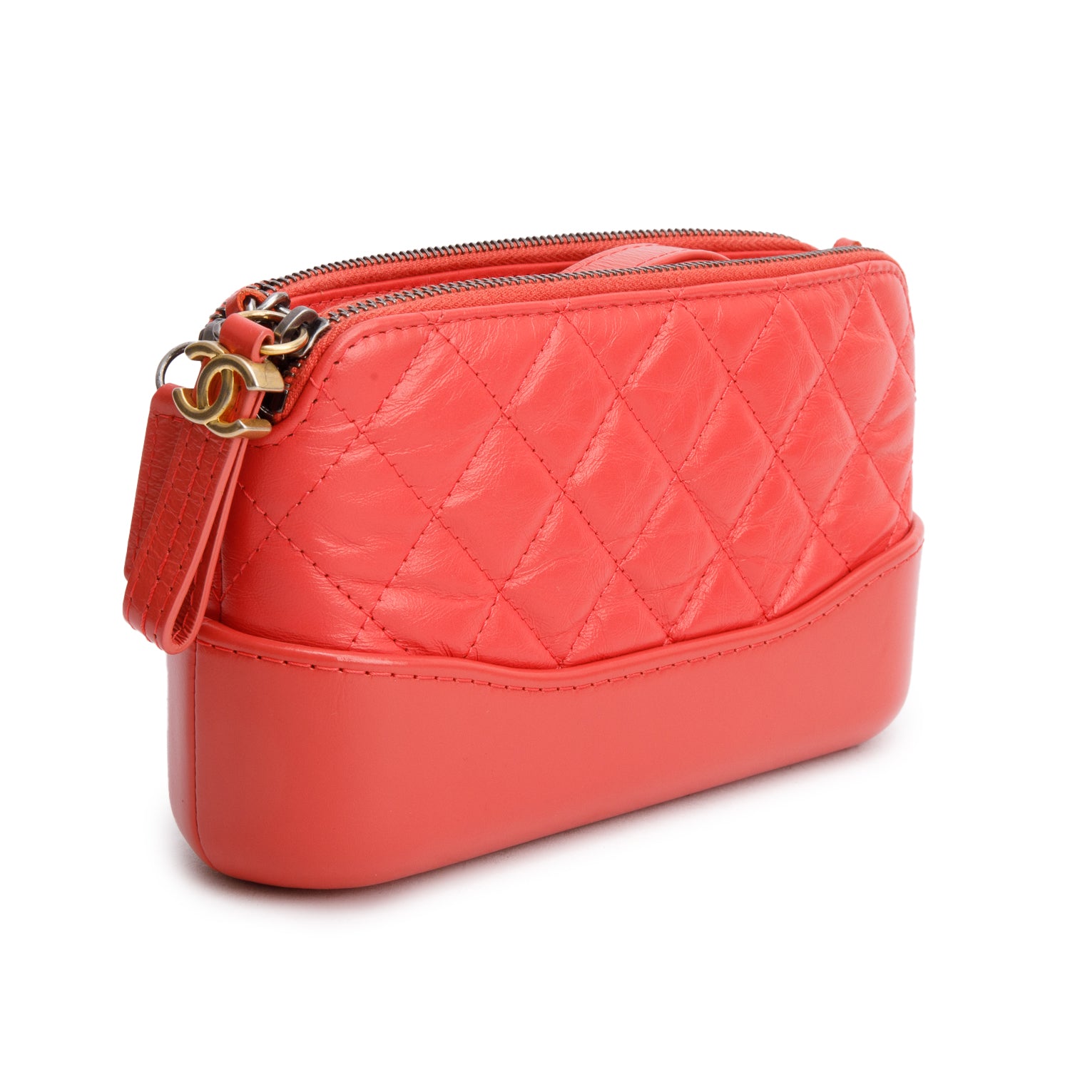 Chanel Pink Aged Calfskin Quilted Gabrielle Clutch on Chain w/ Authenticity Card