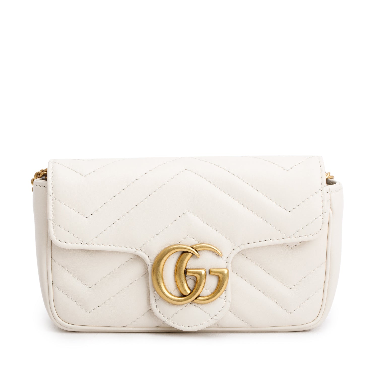 Gucci Cream GG Marmont Matelasse Leather Super Mini Bag