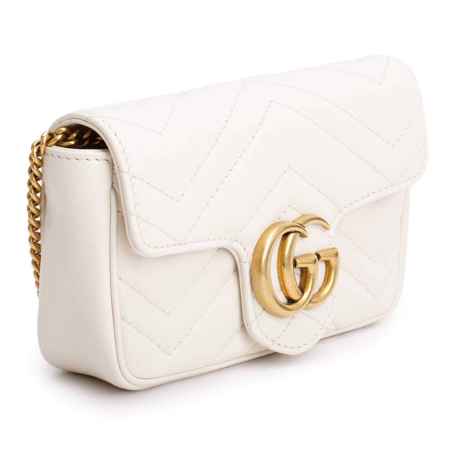Gucci Cream GG Marmont Matelasse Leather Super Mini Bag